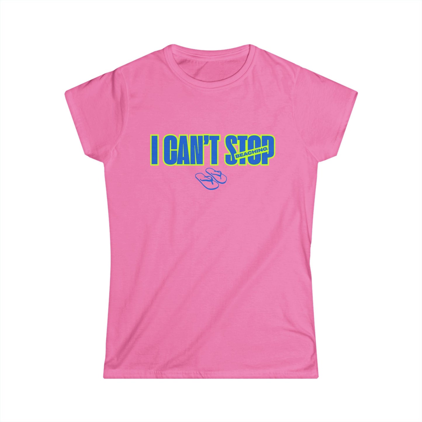 I Can't Stop Beaching Graphic Tee — Women's T-Shirt with Flip Flop Design