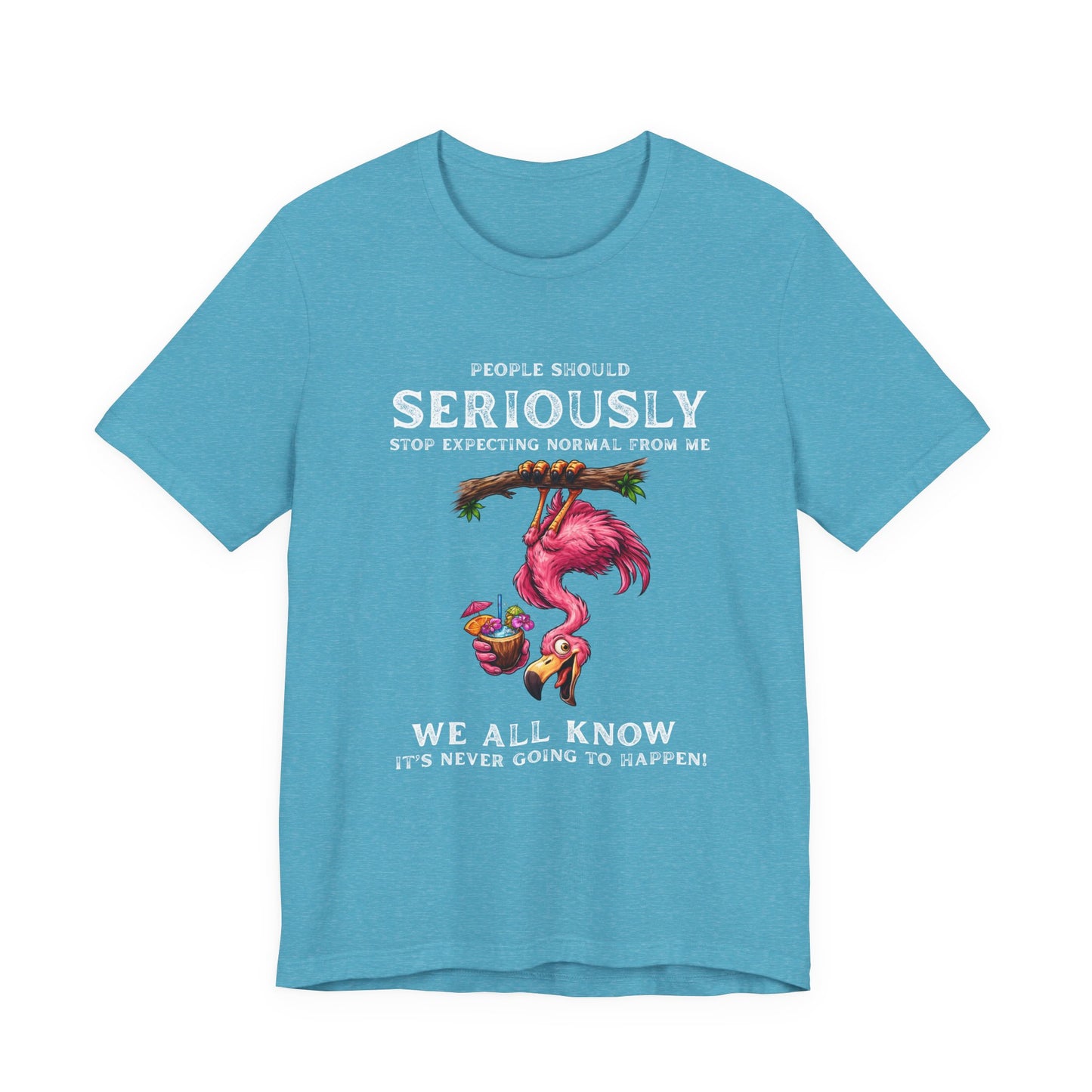 Flamingo Humor Unisex T-Shirt - Stop Expecting Normal Funny Graphic Shirt
