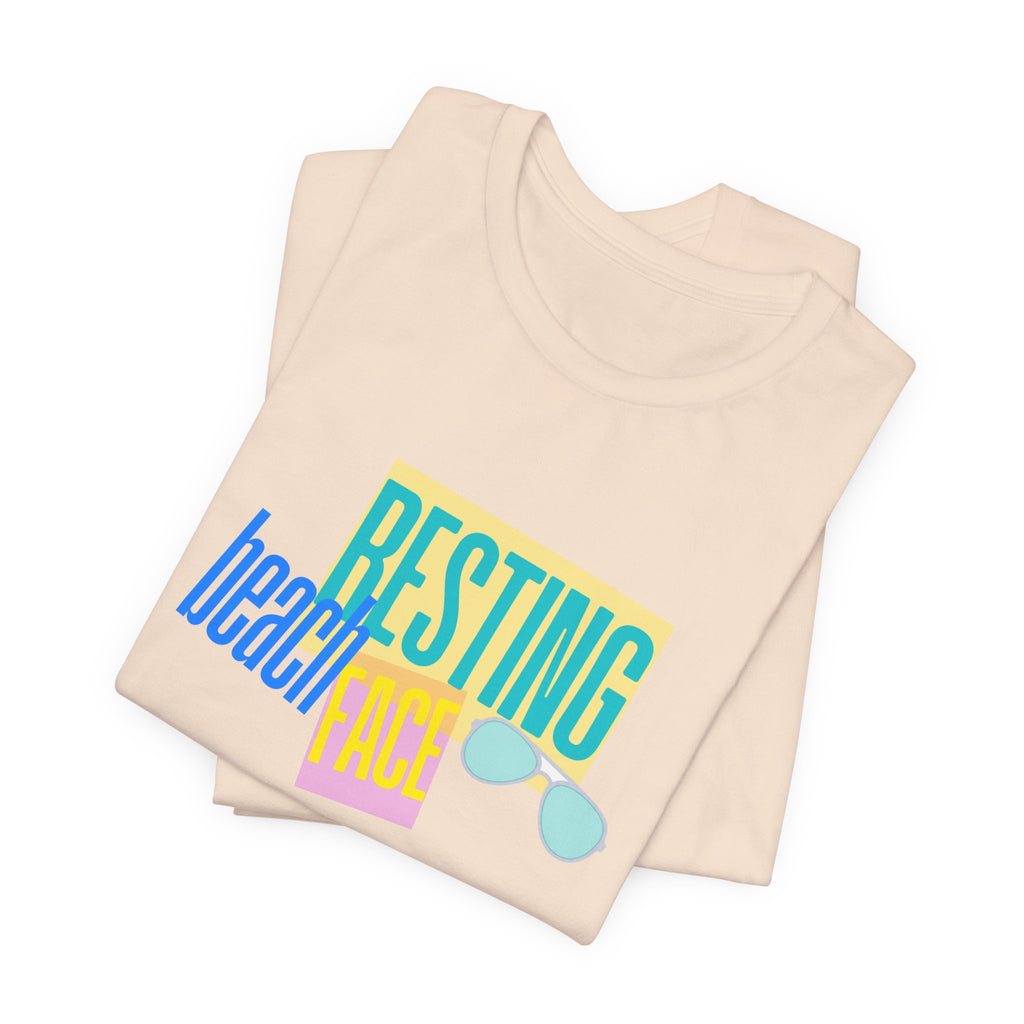 Resting Beach Face Unisex Tee — Funny Summer Vacation T-Shirt with Sunglasses Graphic