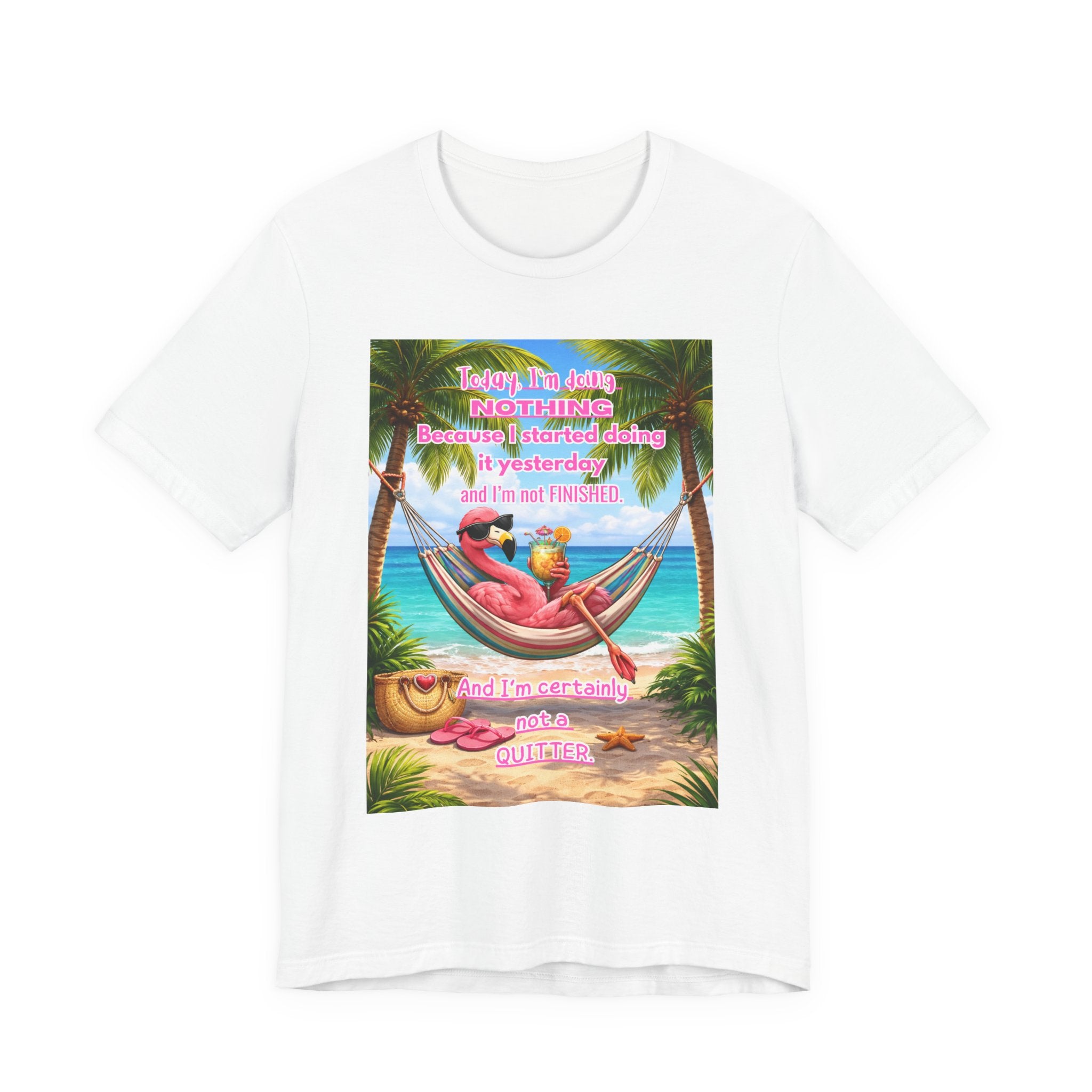 Relaxing Flamingo Hammock T-Shirt – Funny Lazy Day Unisex Tee