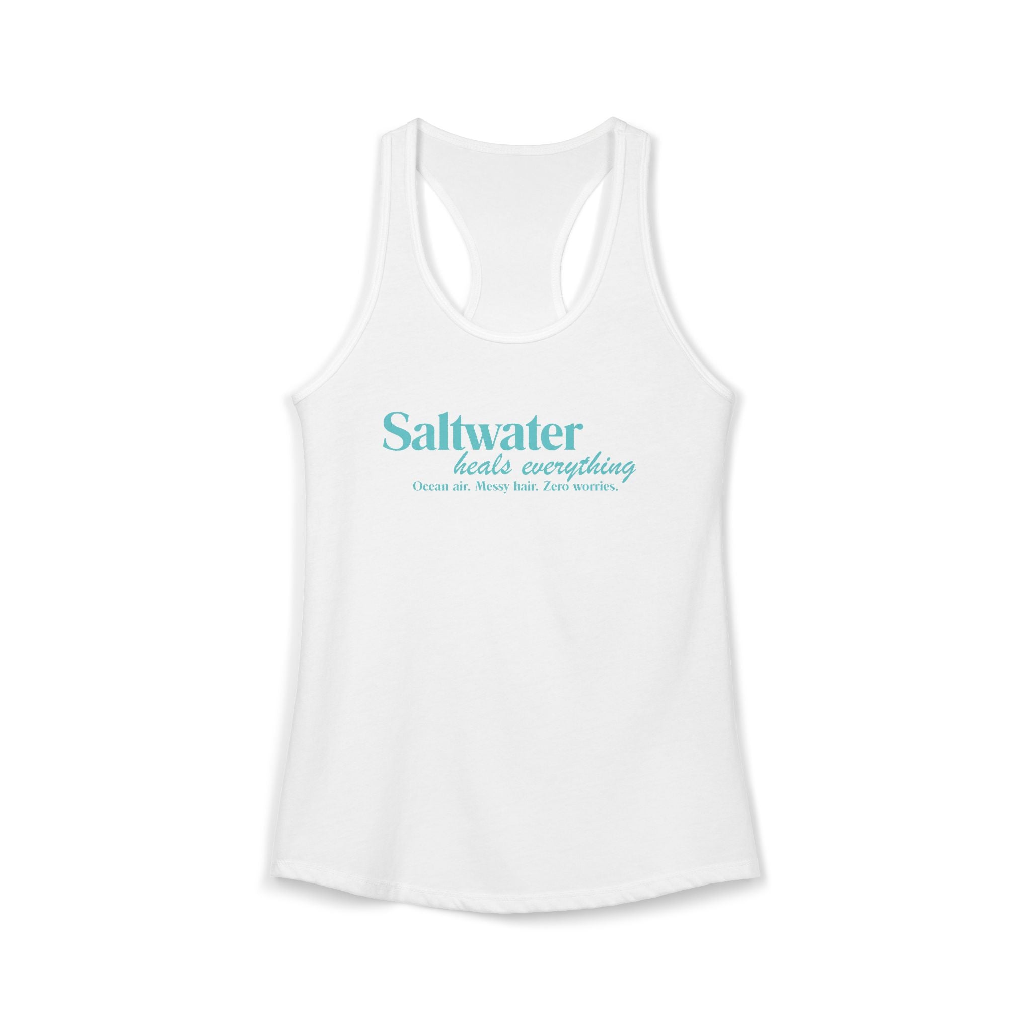 Saltwater Heals Everything Women's Racerback Tank - Beachy Coastal Graphic