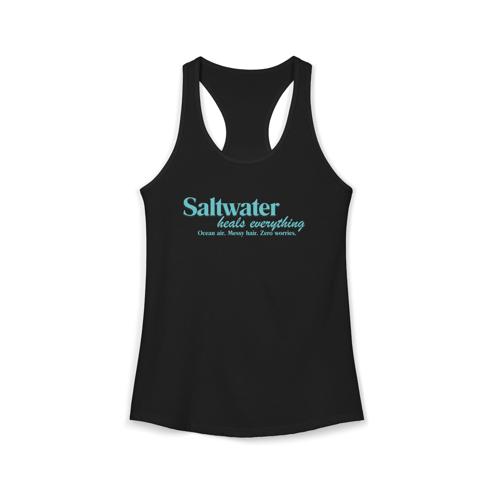 Saltwater Heals Everything Women's Racerback Tank - Beachy Coastal Graphic