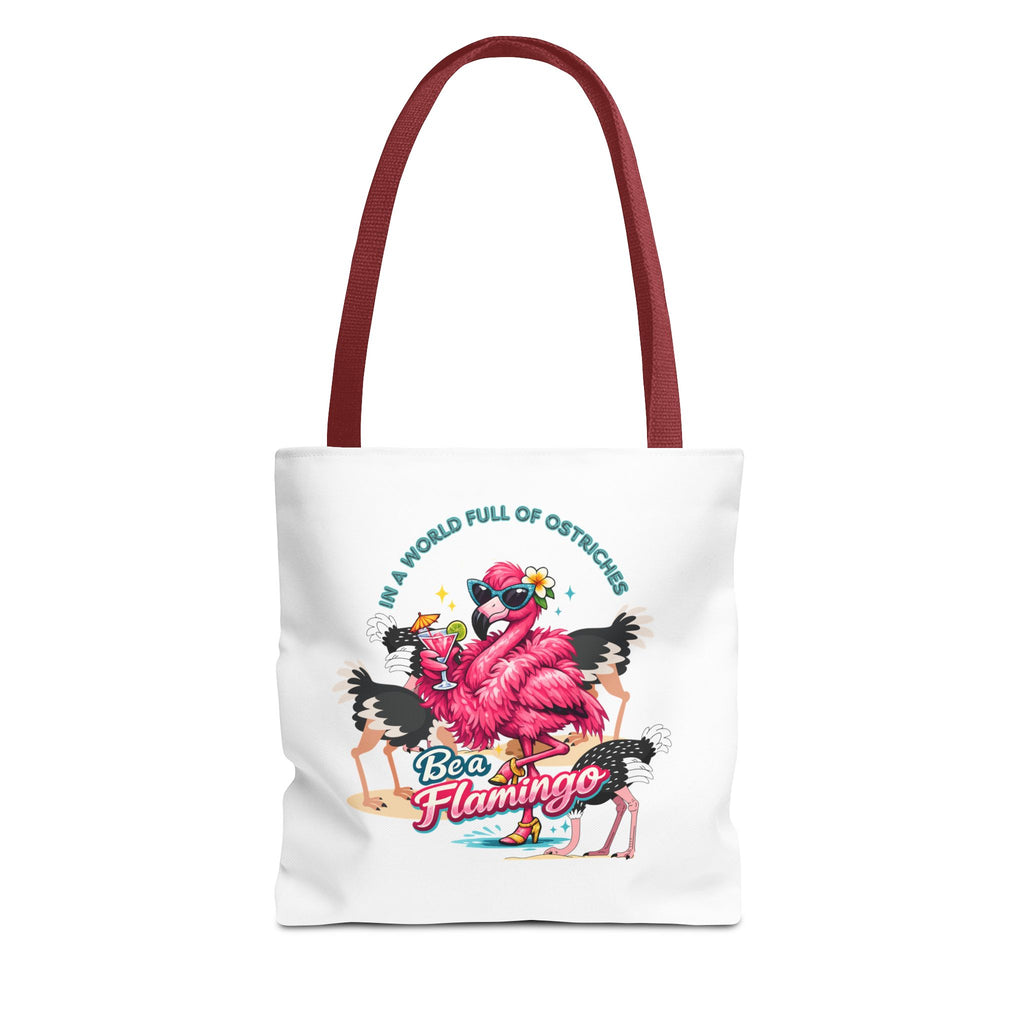 Be a Flamingo Tote Bag – Funny Tropical Canvas Tote with Ostriches