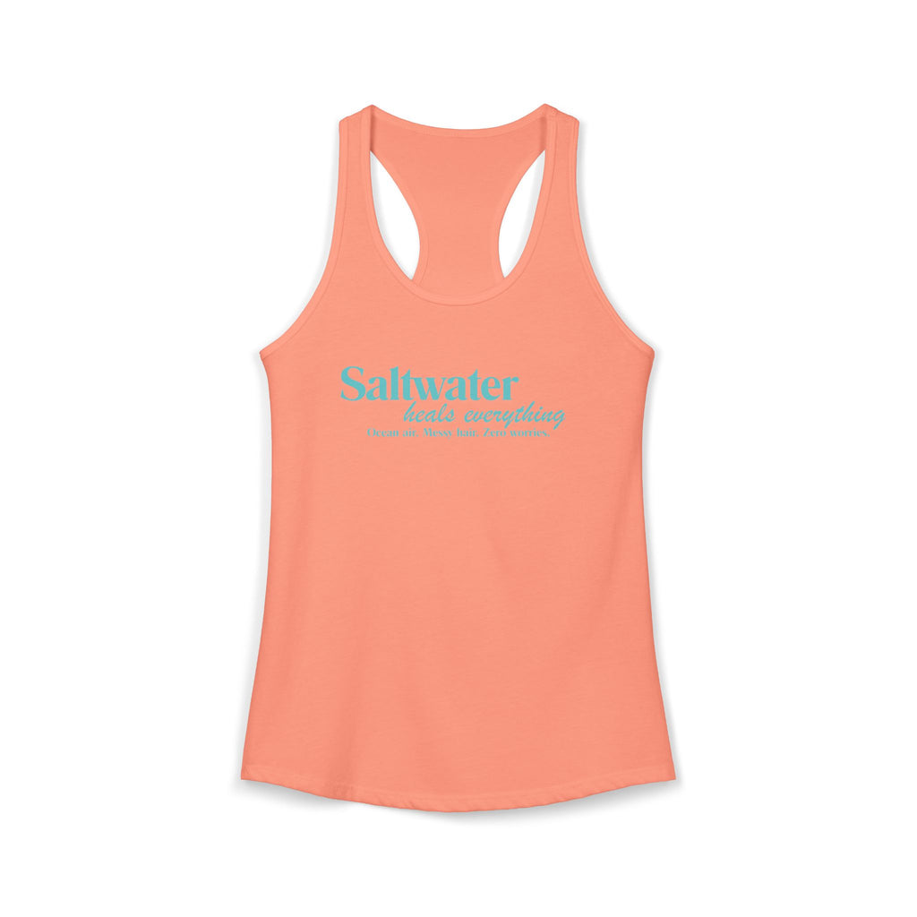 Saltwater Heals Everything Women's Racerback Tank - Beachy Coastal Graphic