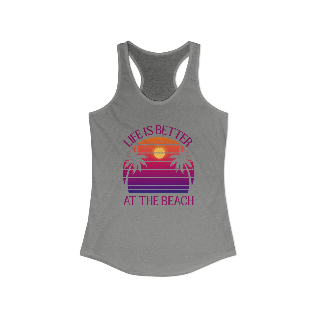Life's Better At The Beach Women's Racerback Tank - Purple/Pink Lettering