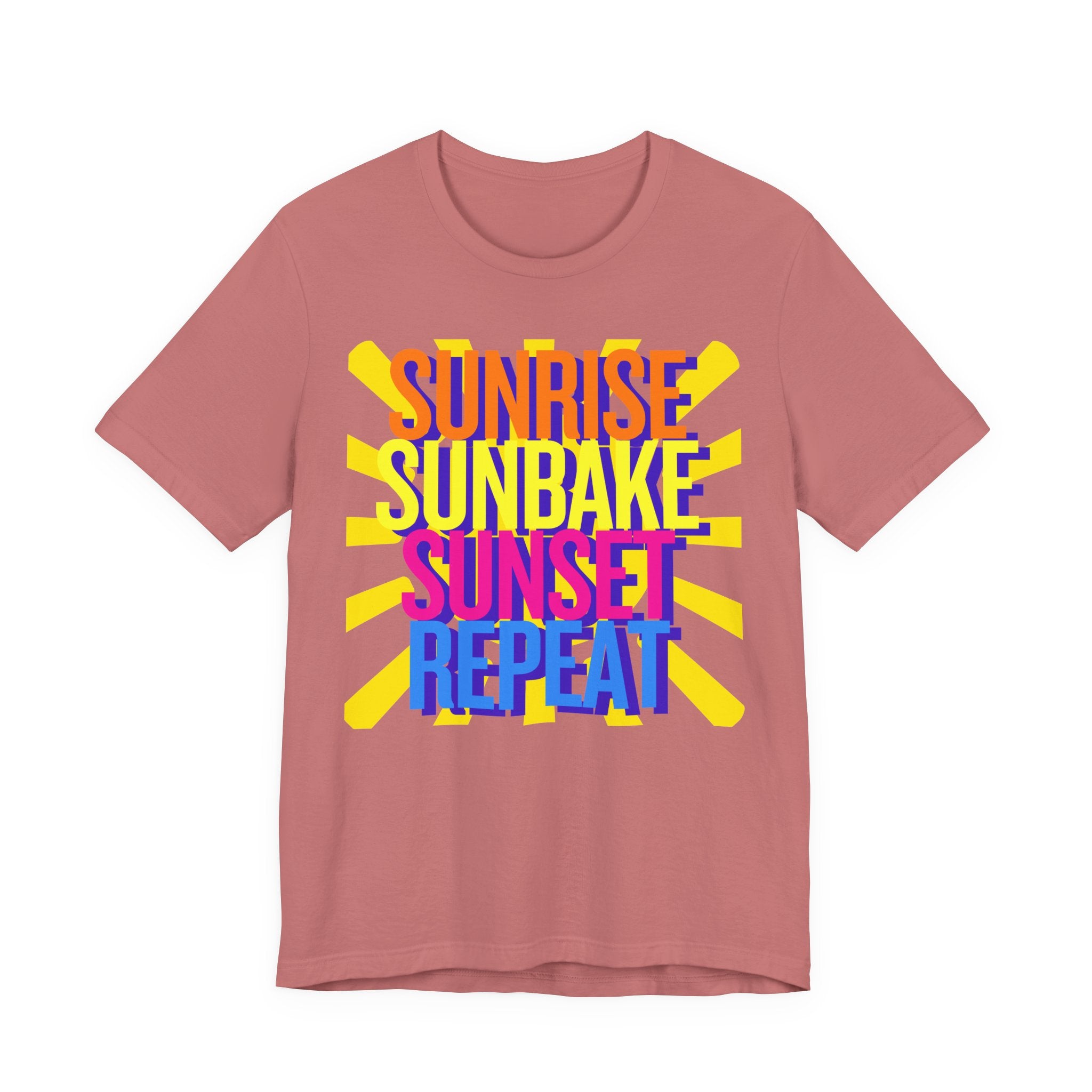 Sunrise Sunbake Sunset Repeat Unisex Tee - Retro Beach Vibes Shirt