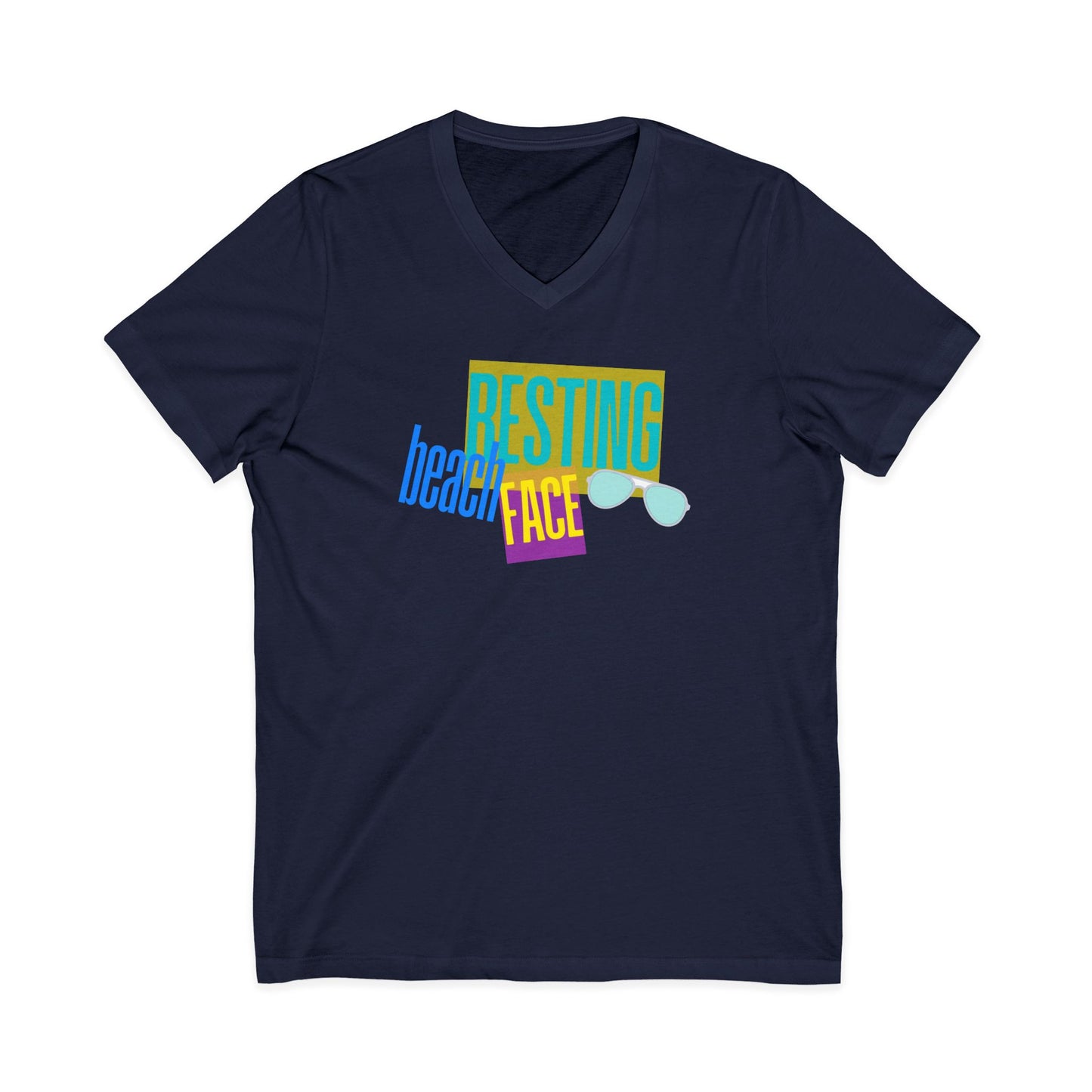 Resting Beach Face Women's V‑Neck T-Shirt — Summer Vacation Beach Shirt