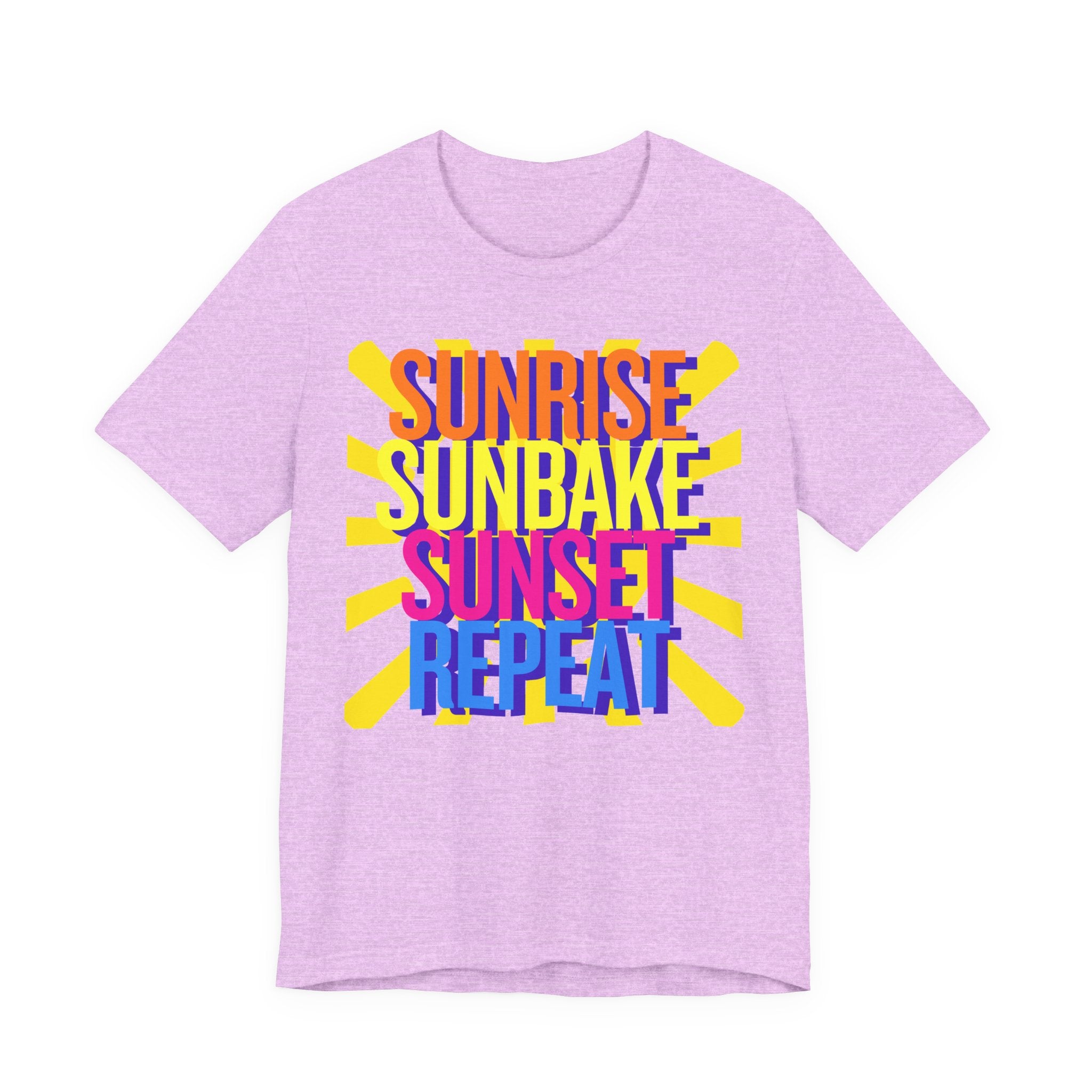 Sunrise Sunbake Sunset Repeat Unisex Tee - Retro Beach Vibes Shirt