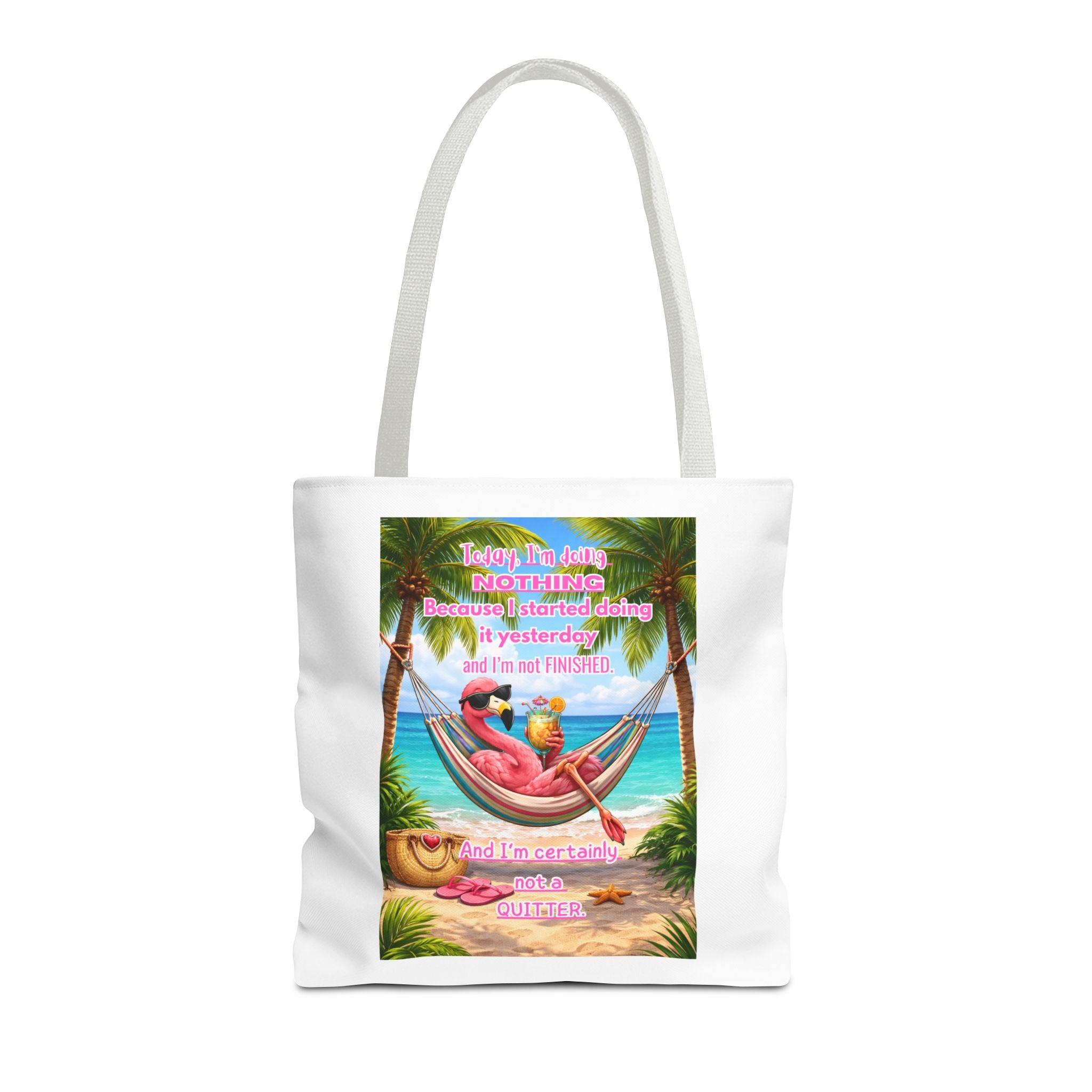 Beach Tote Bag – Relaxing Hammock Design with Funny Quote