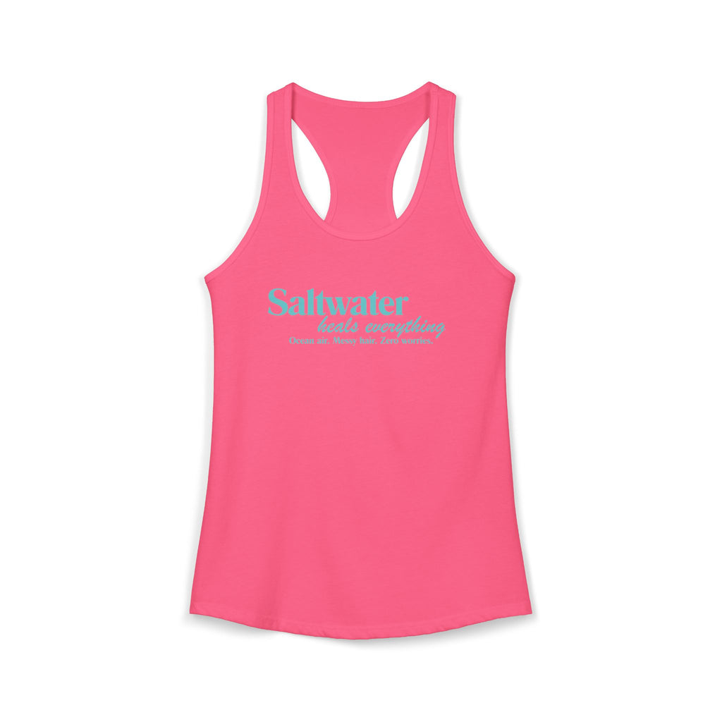 Saltwater Heals Everything Women's Racerback Tank - Beachy Coastal Graphic