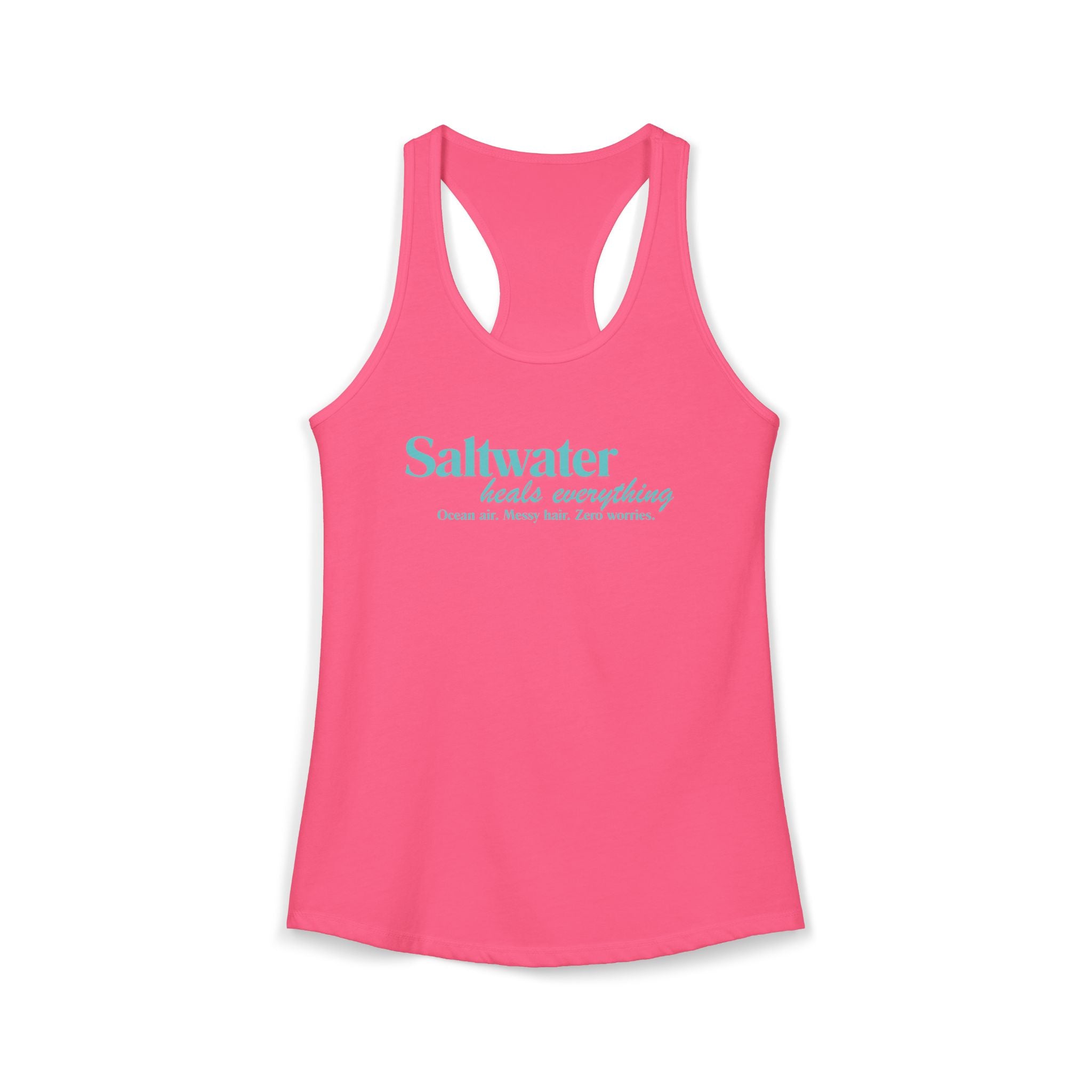 Saltwater Heals Everything Women's Racerback Tank - Beachy Coastal Graphic
