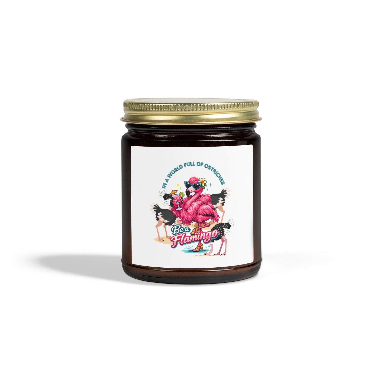 Tropical Flamingo Scented Candle - 4oz/9oz Wax Jar Beach / Lake  Decor