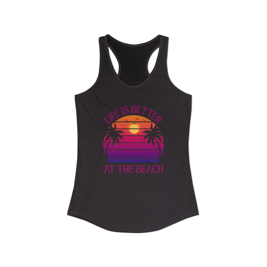 Life's Better At The Beach Women's Racerback Tank - Purple/Pink Lettering