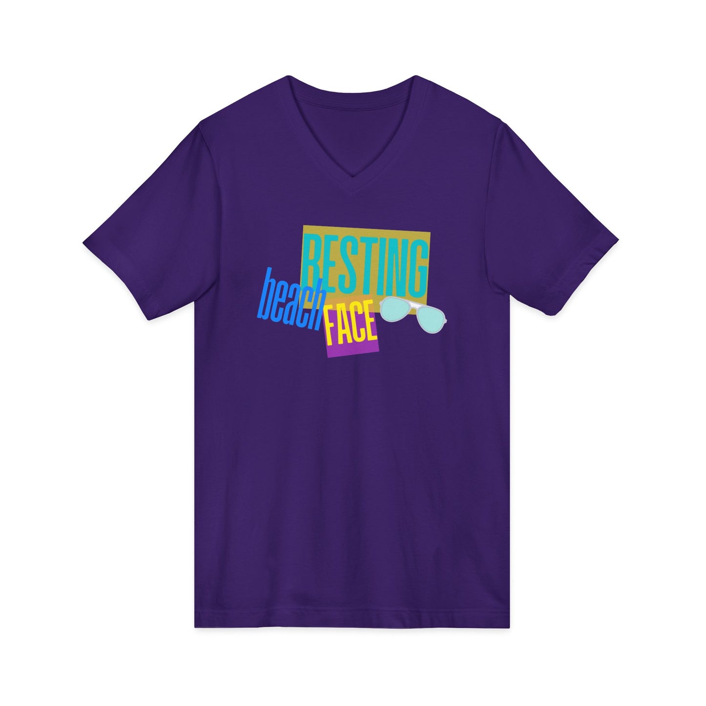 Resting Beach Face Women's V‑Neck T-Shirt — Summer Vacation Beach Shirt