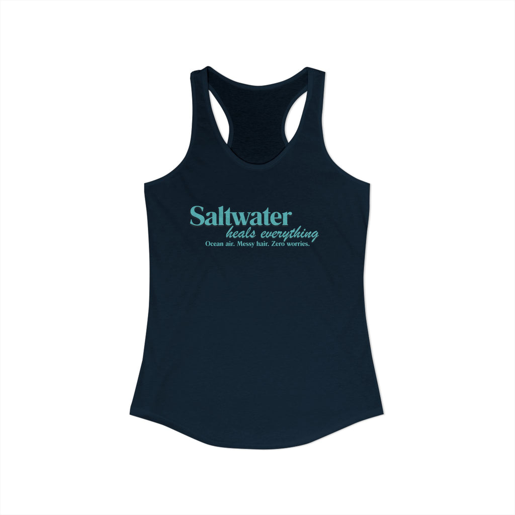 Saltwater Heals Everything Women's Racerback Tank - Beachy Coastal Graphic
