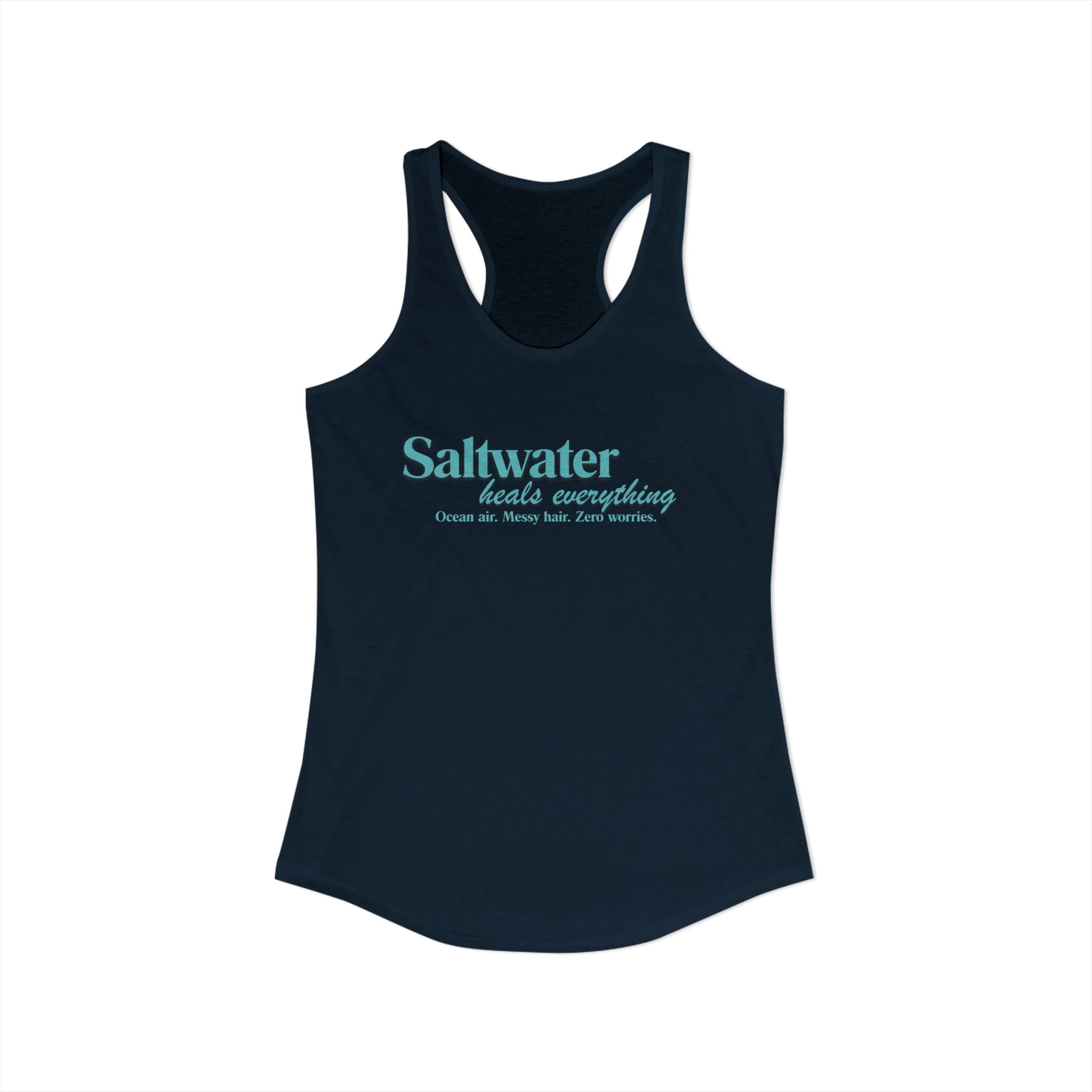 Saltwater Heals Everything Women's Racerback Tank - Beachy Coastal Graphic