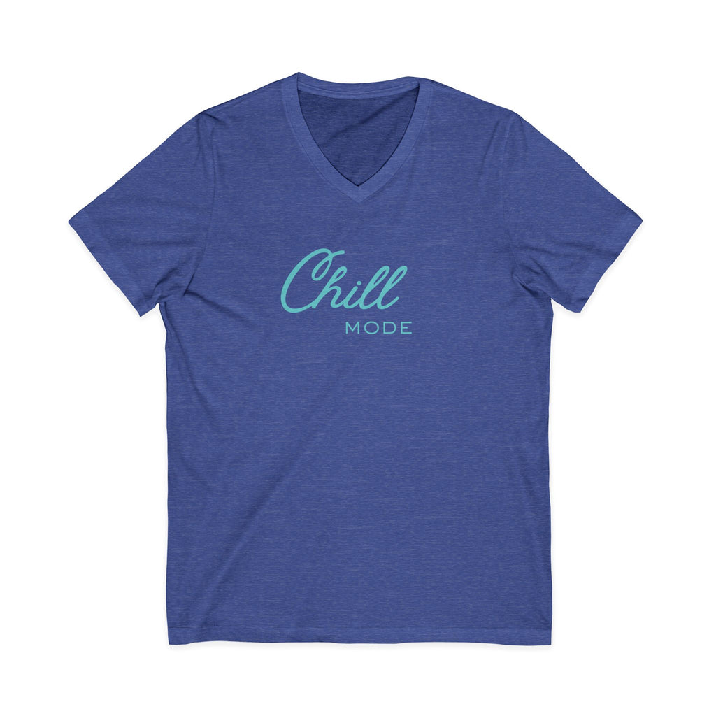 Chill Mode V-Neck Tee — Relaxed Script Graphic T-Shirt