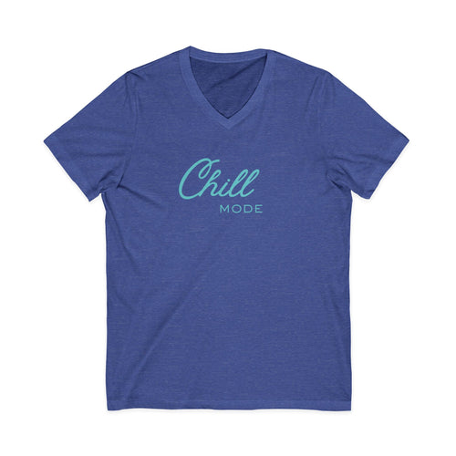 Chill Mode V-Neck Tee — Relaxed Script Graphic T-Shirt