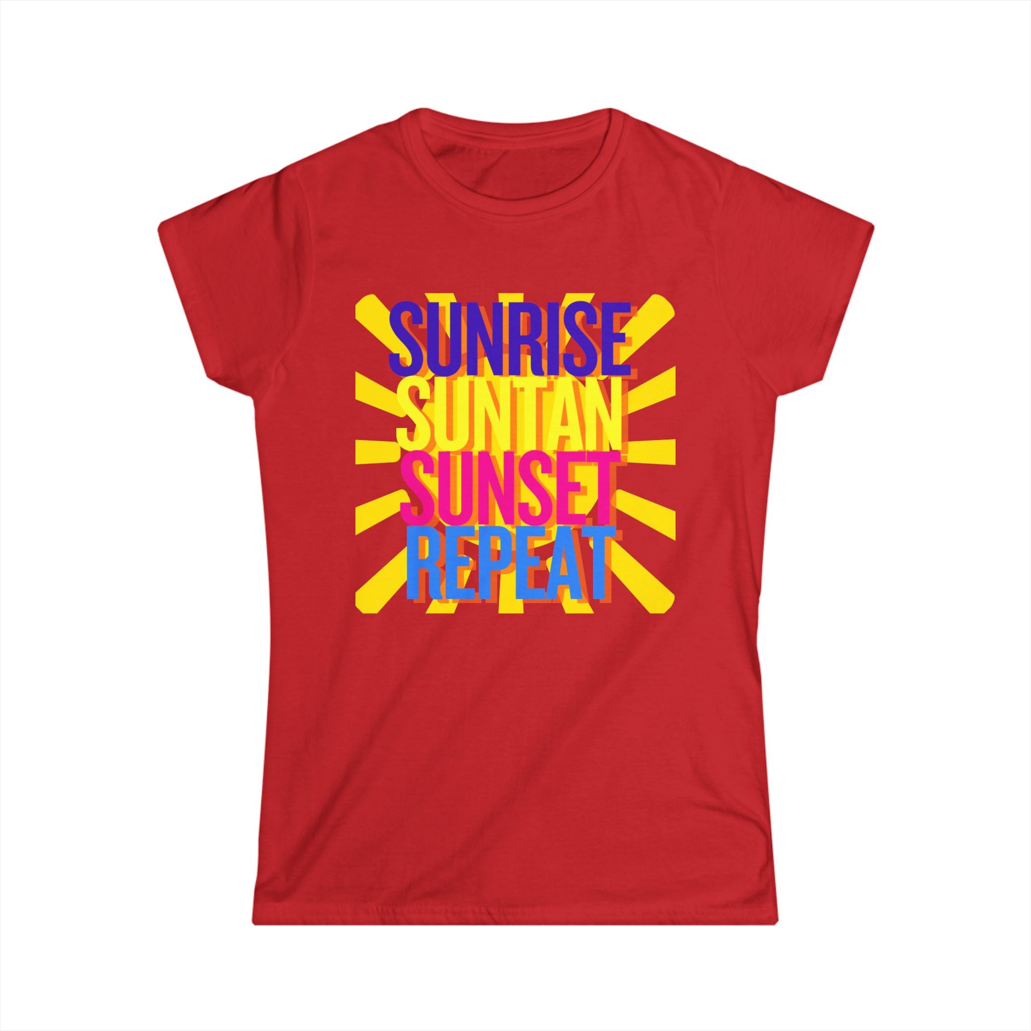 Sunrise Sunbake Sunset Repeat Women's Tee - Beach Vibes Shirt