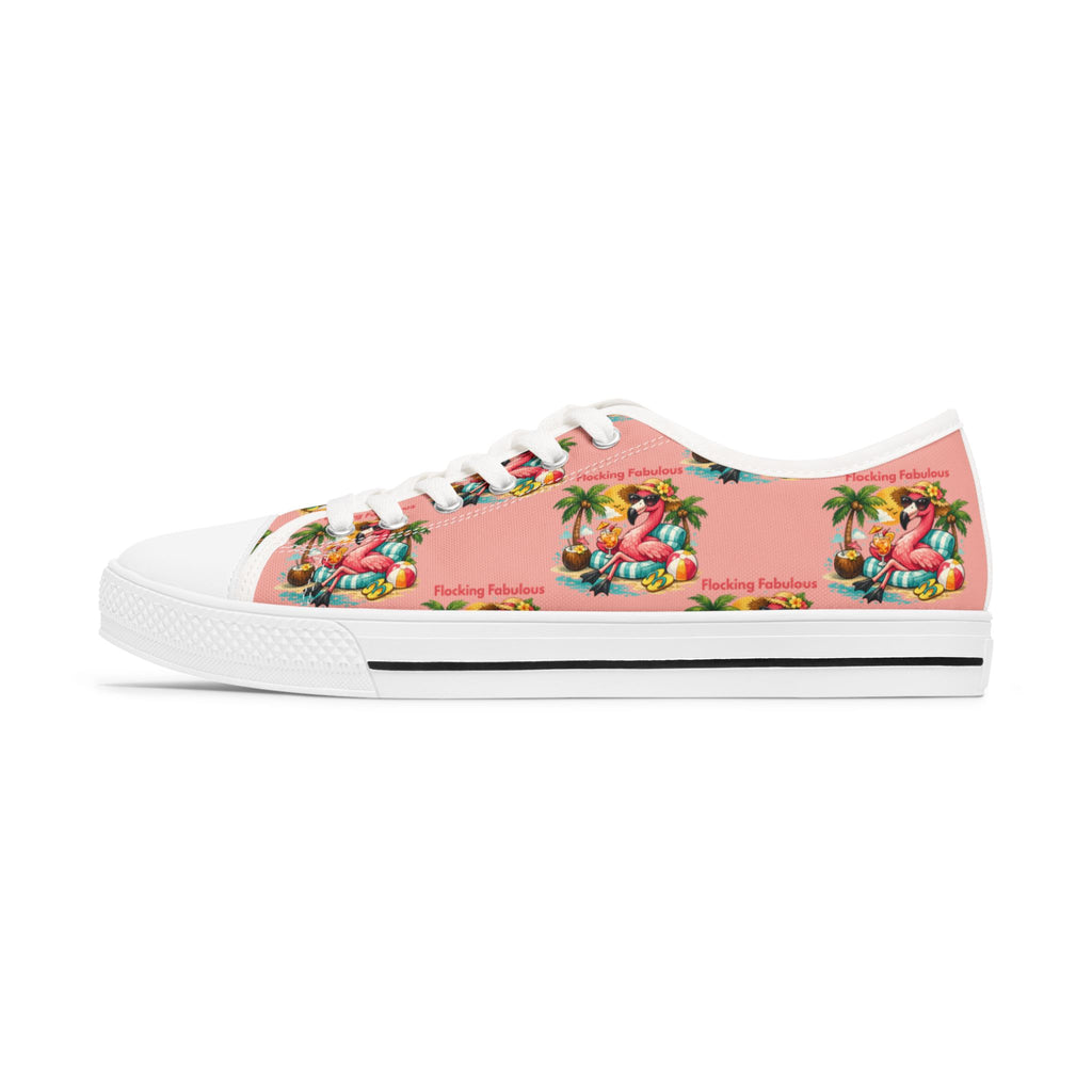 Flocking Fabulous Women's Low Top Sneakers - Pink Flamingo Tropical Beach Print