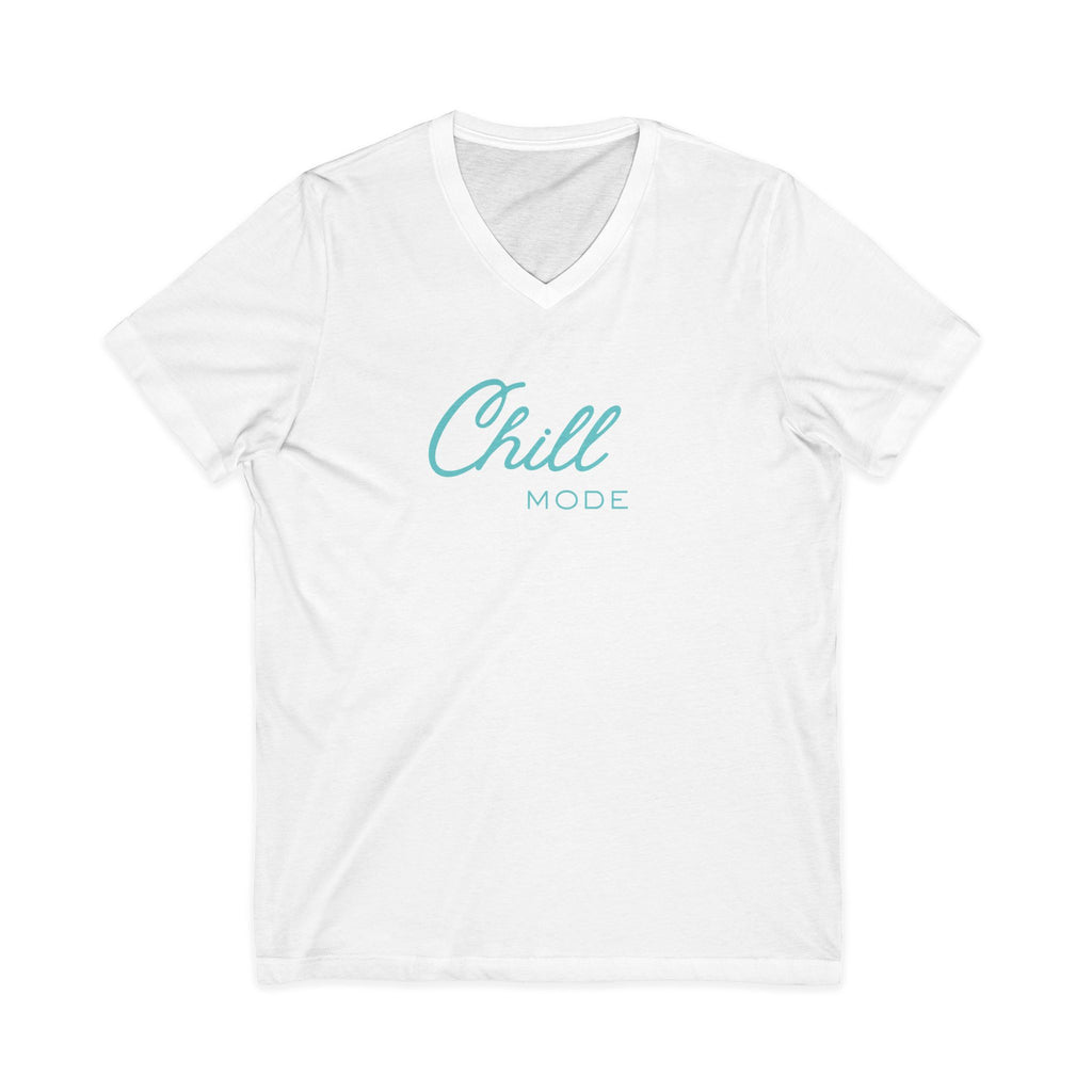 Chill Mode V-Neck Tee — Relaxed Script Graphic T-Shirt