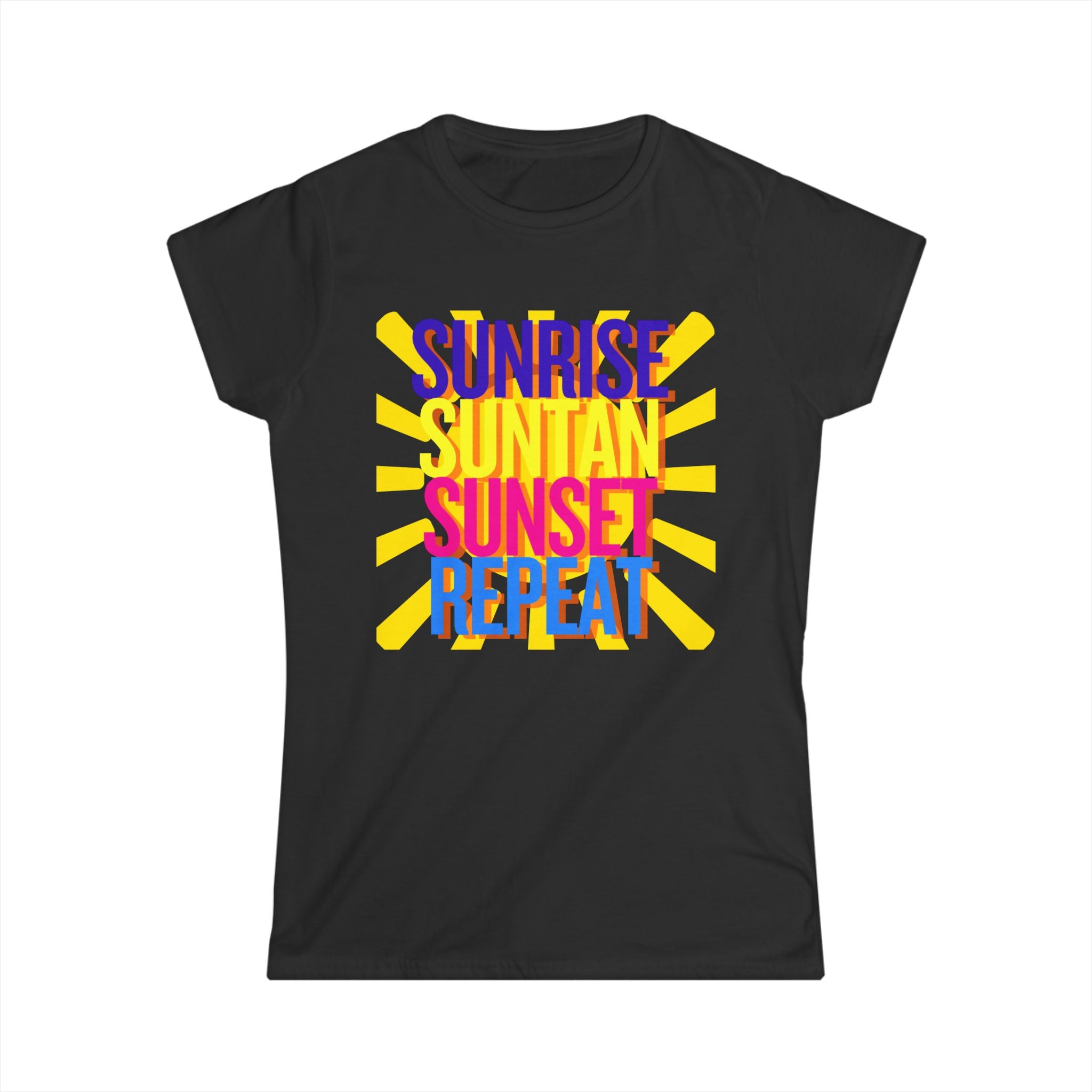 Sunrise Sunbake Sunset Repeat Women's Tee - Beach Vibes Shirt