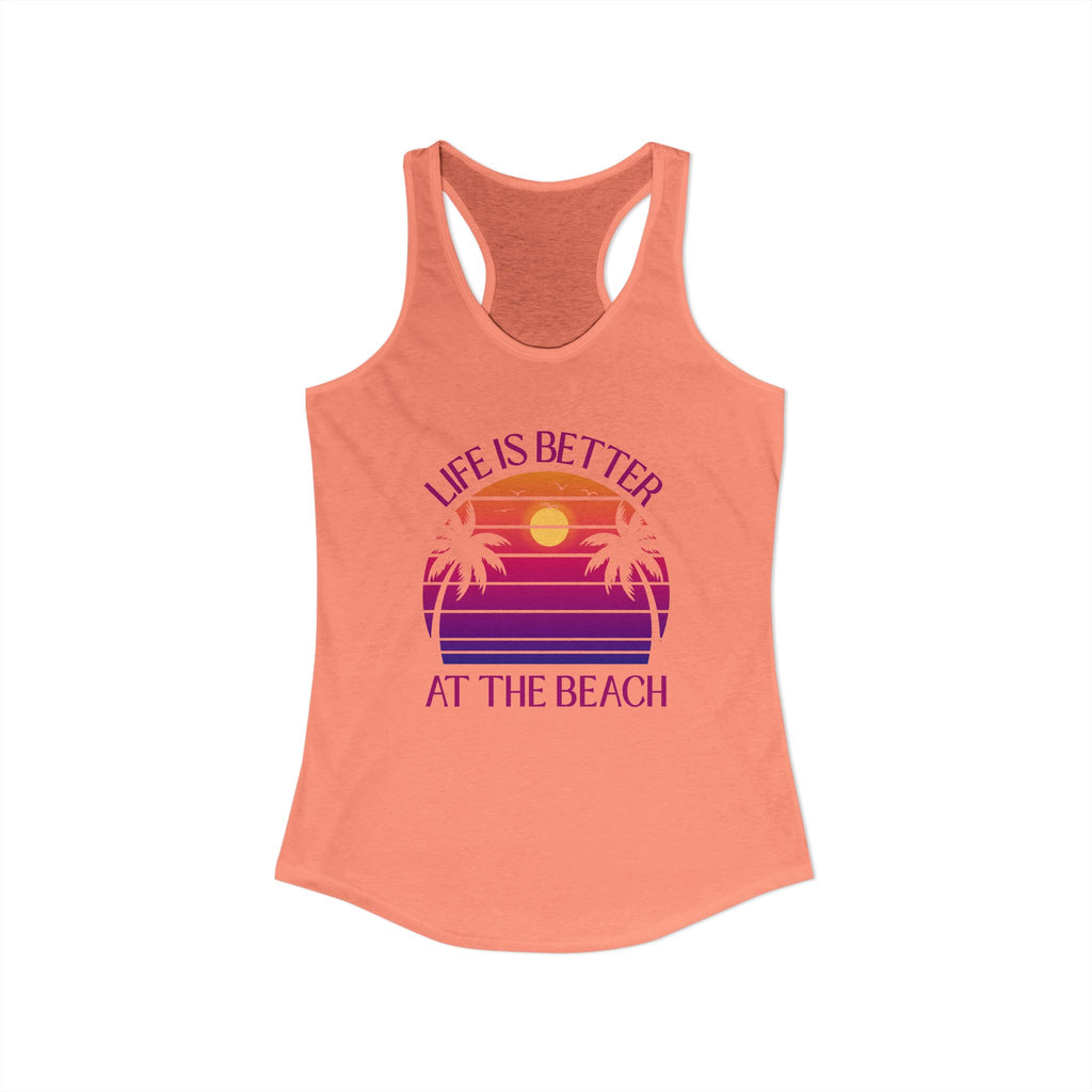 Life's Better At The Beach Women's Racerback Tank - Purple/Pink Lettering