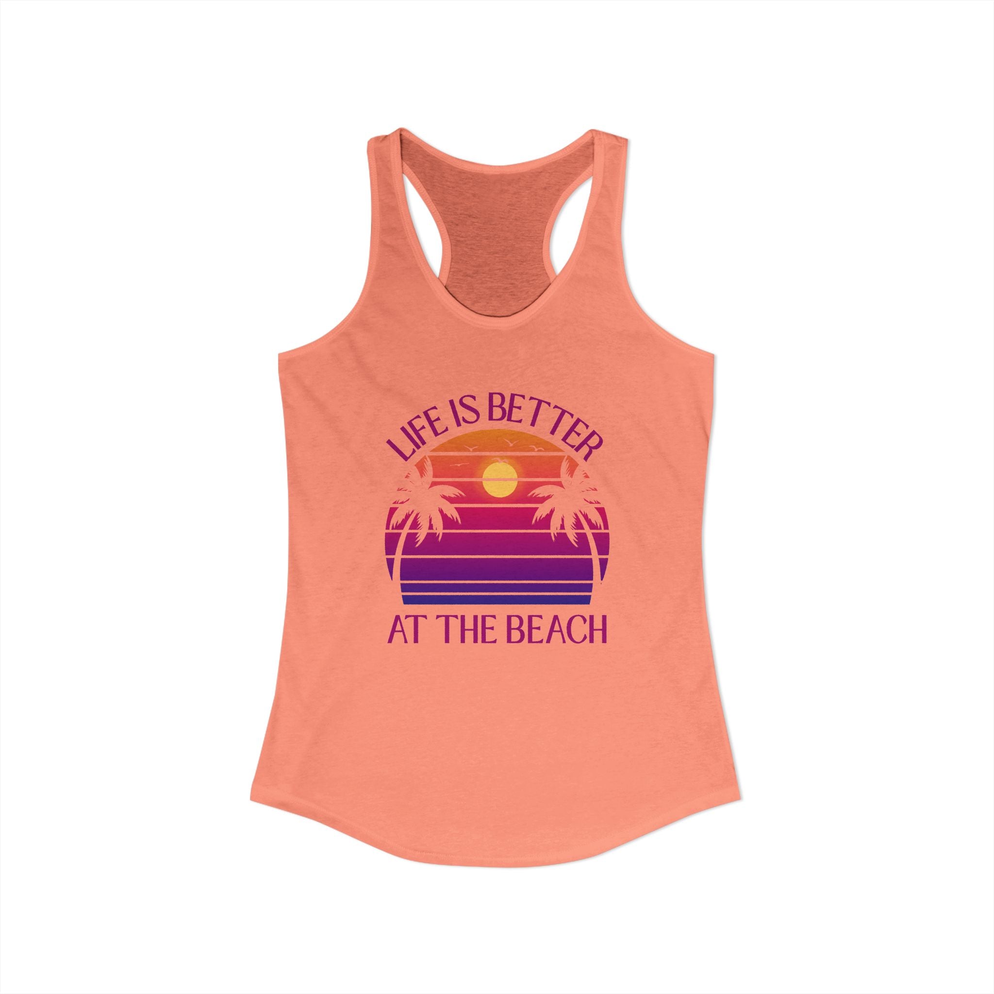 Life's Better At The Beach Women's Racerback Tank - Purple/Pink Lettering