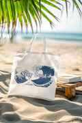 Stay Cool Wave Tote Bag – Ocean Wave Graphic Beach Shopper