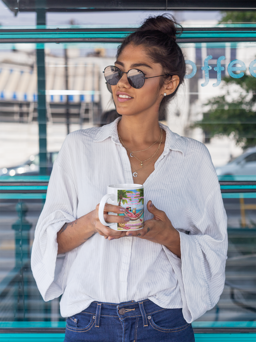 Mug — Funny Tropical Flamingo Coffee Mug: "Today I'm Doing Nothing..." 11oz