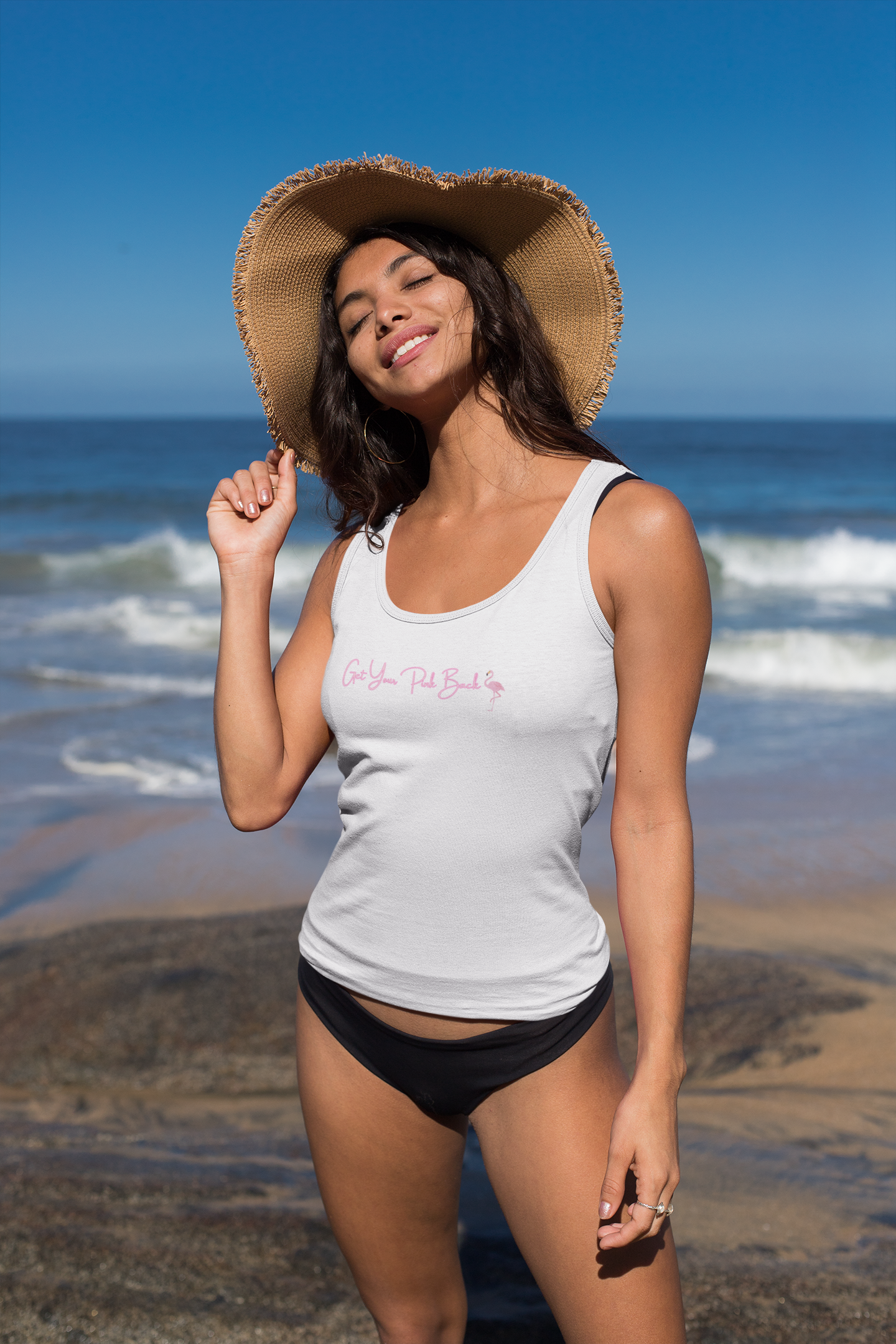 Women's Ideal Racerback Tank "Get Your Pink Back" Flamingo Strength