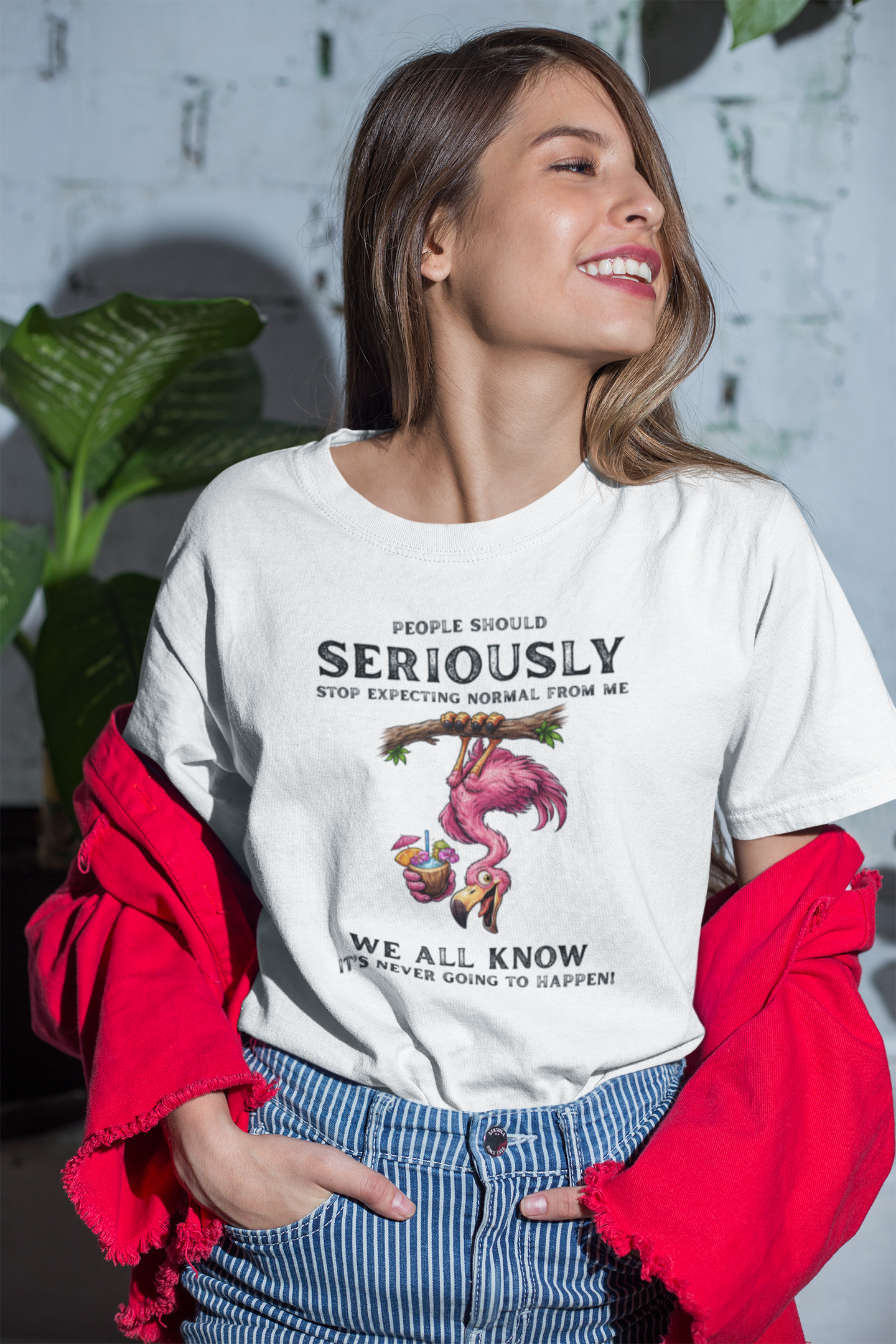 Funny Flamingo Unisex T-Shirt - Stop Expecting Normal From Me Graphic Shirt