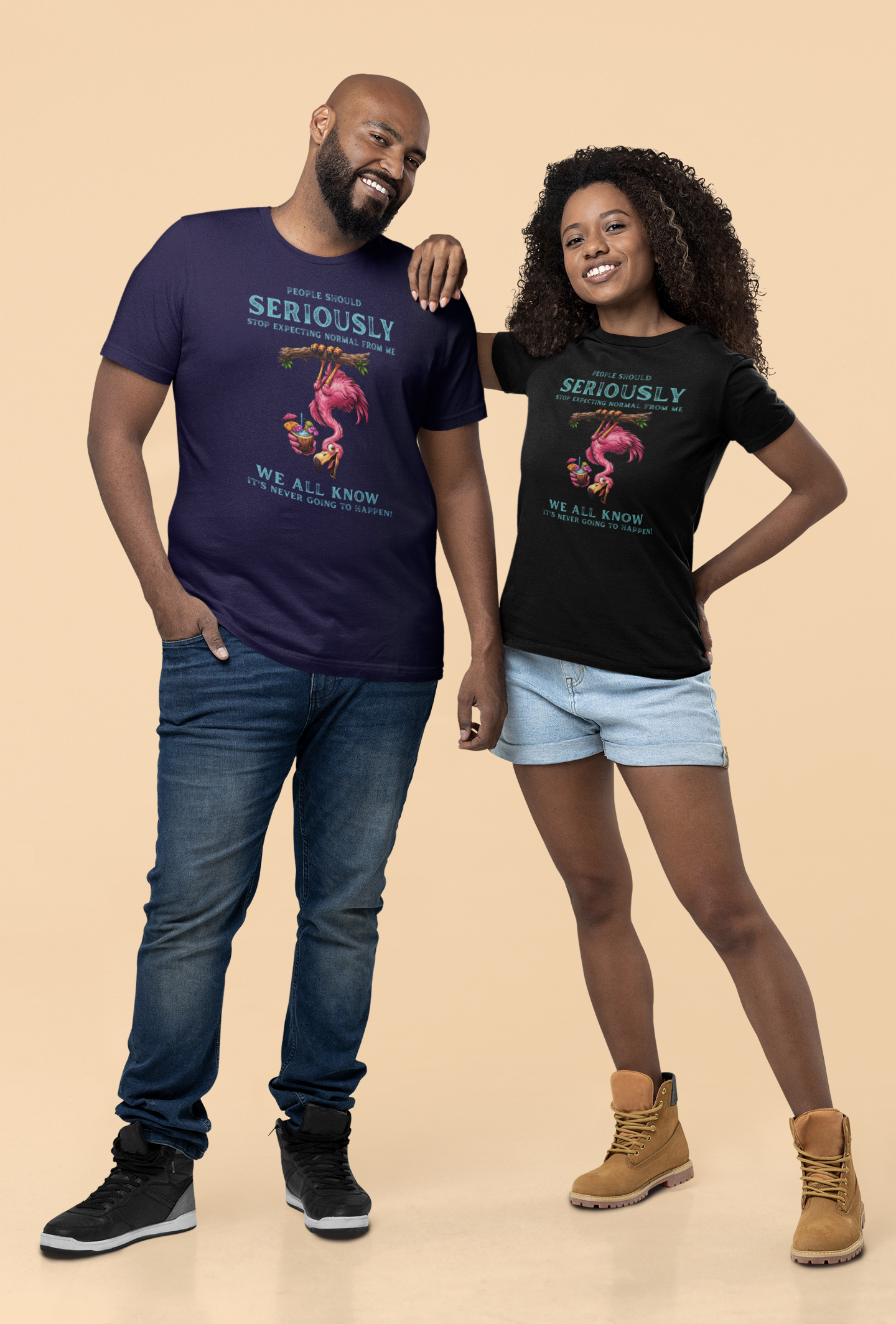 Flamingo Humor Unisex T-Shirt - Stop Expecting Normal From Me Graphic Shirt