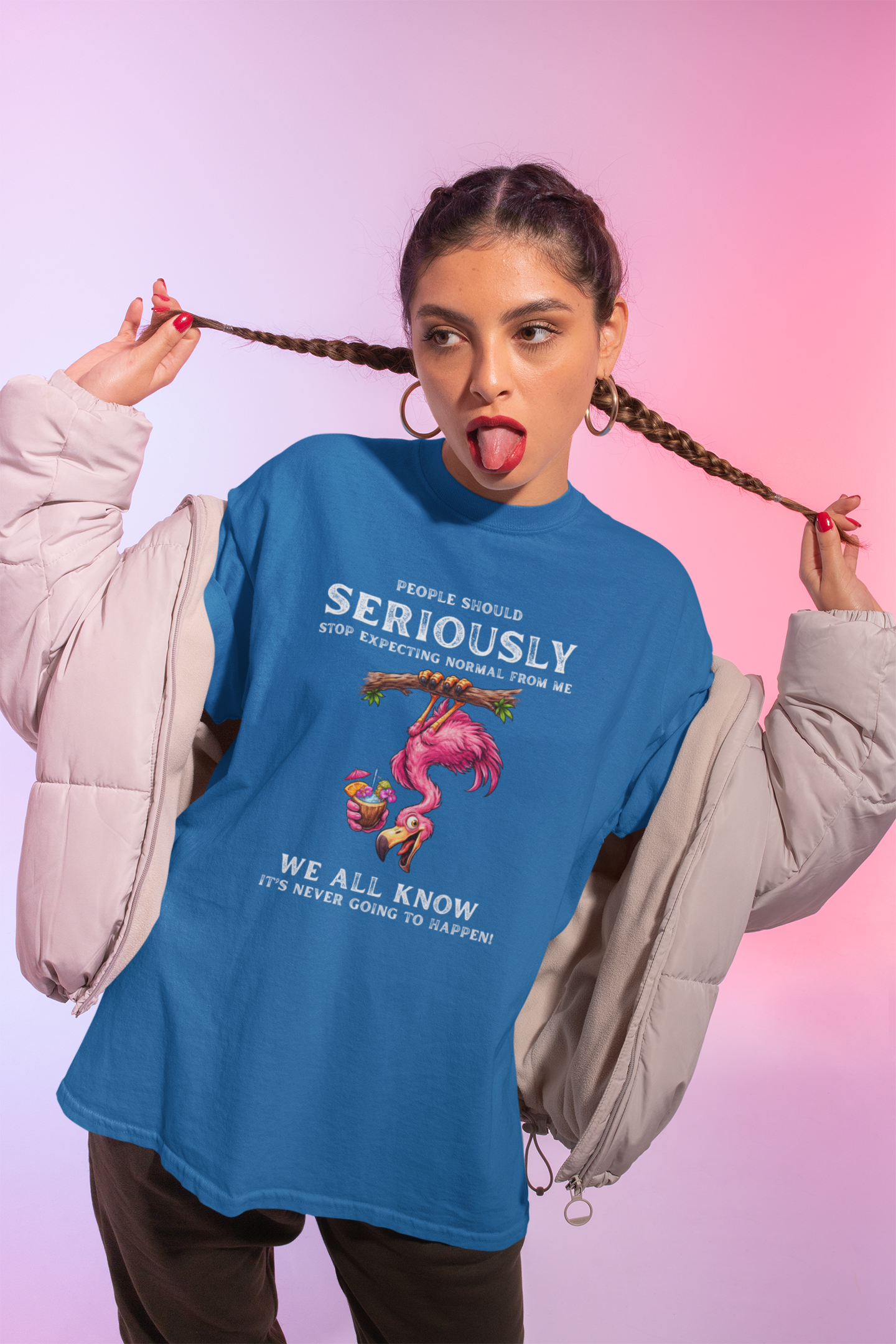 Flamingo Humor Unisex T-Shirt - Stop Expecting Normal Funny Graphic Shirt