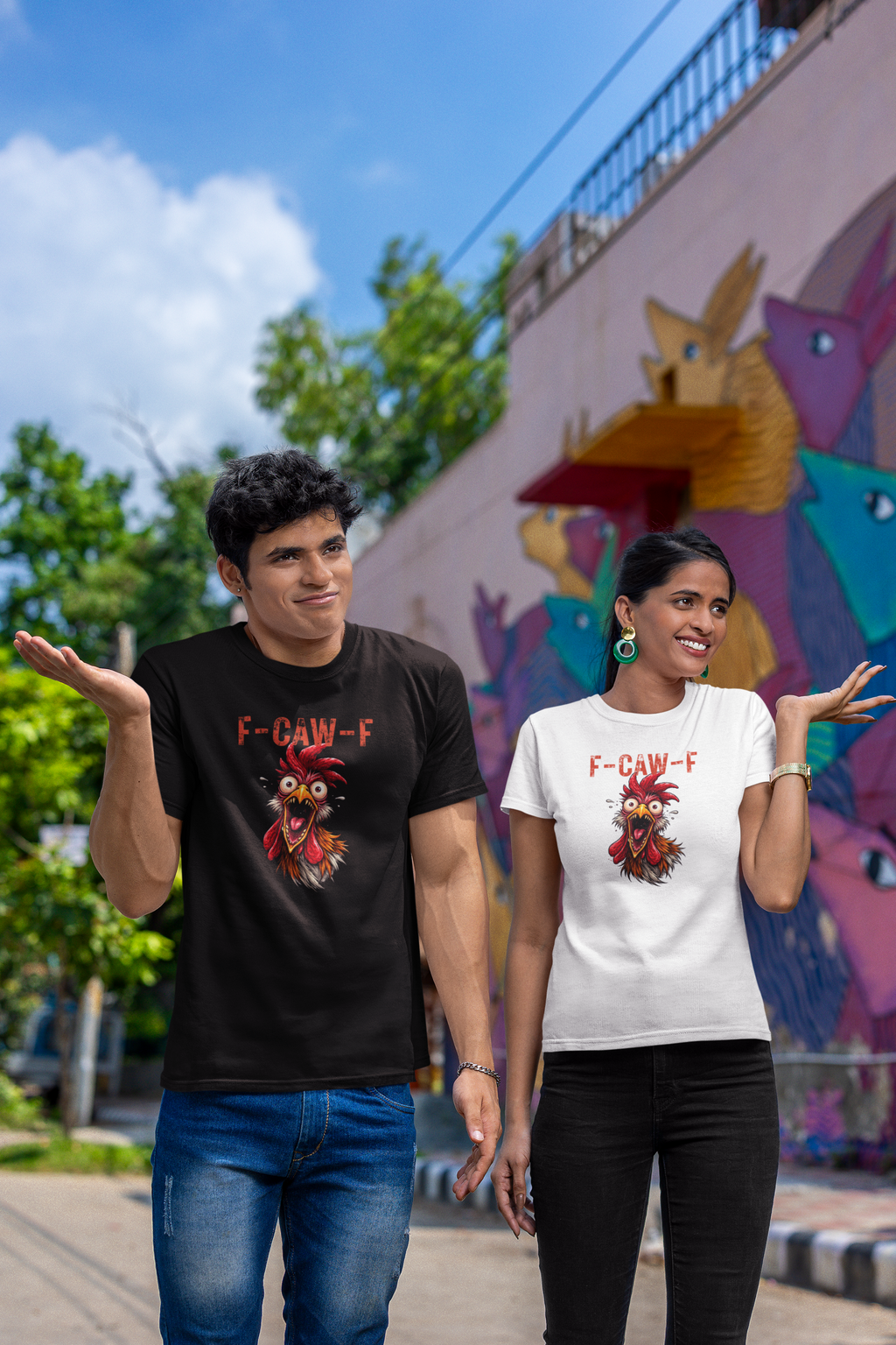 Rooster Graphic Unisex Tee - F-CAW-F Funny Rooster Shirt