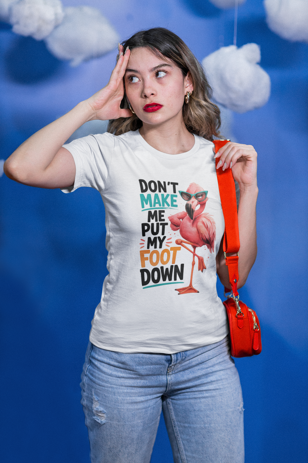 Don't Make Me Put My Foot Down Unisex Tee - Funny Flamingo Graphic Shirt