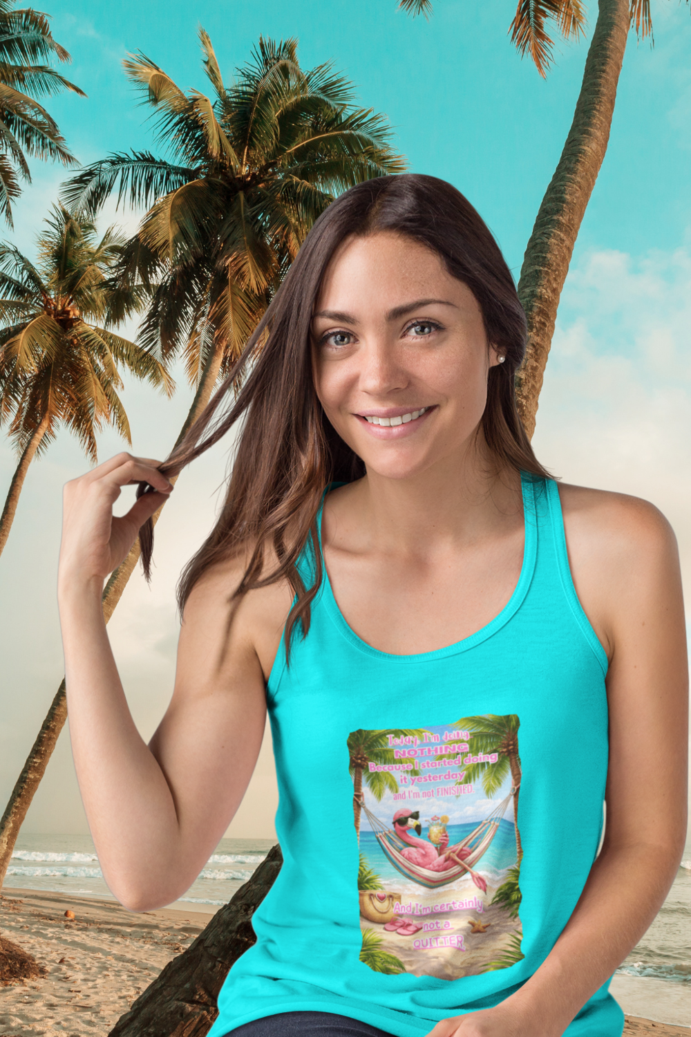 Today I Am Doing Nothing Women's Racerback Tank - Funny Lazy Day Beach / Lake