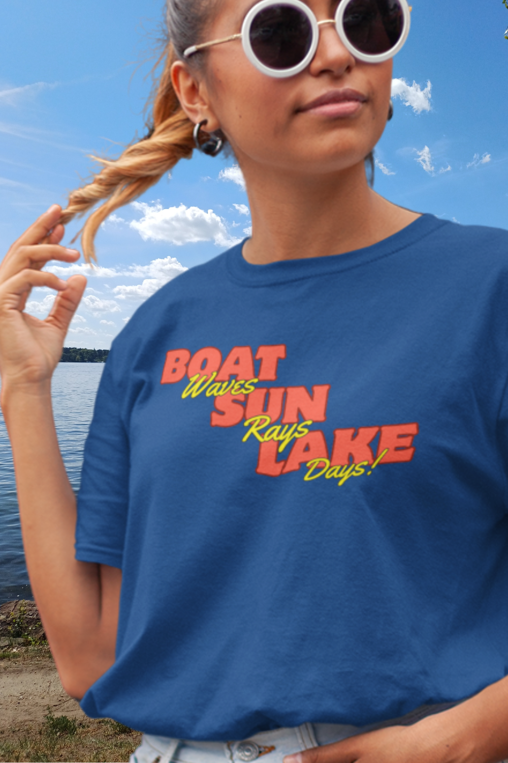 Boat Sun Lake Unisex Tee - Vintage Retro Summer Lakeside Shirt