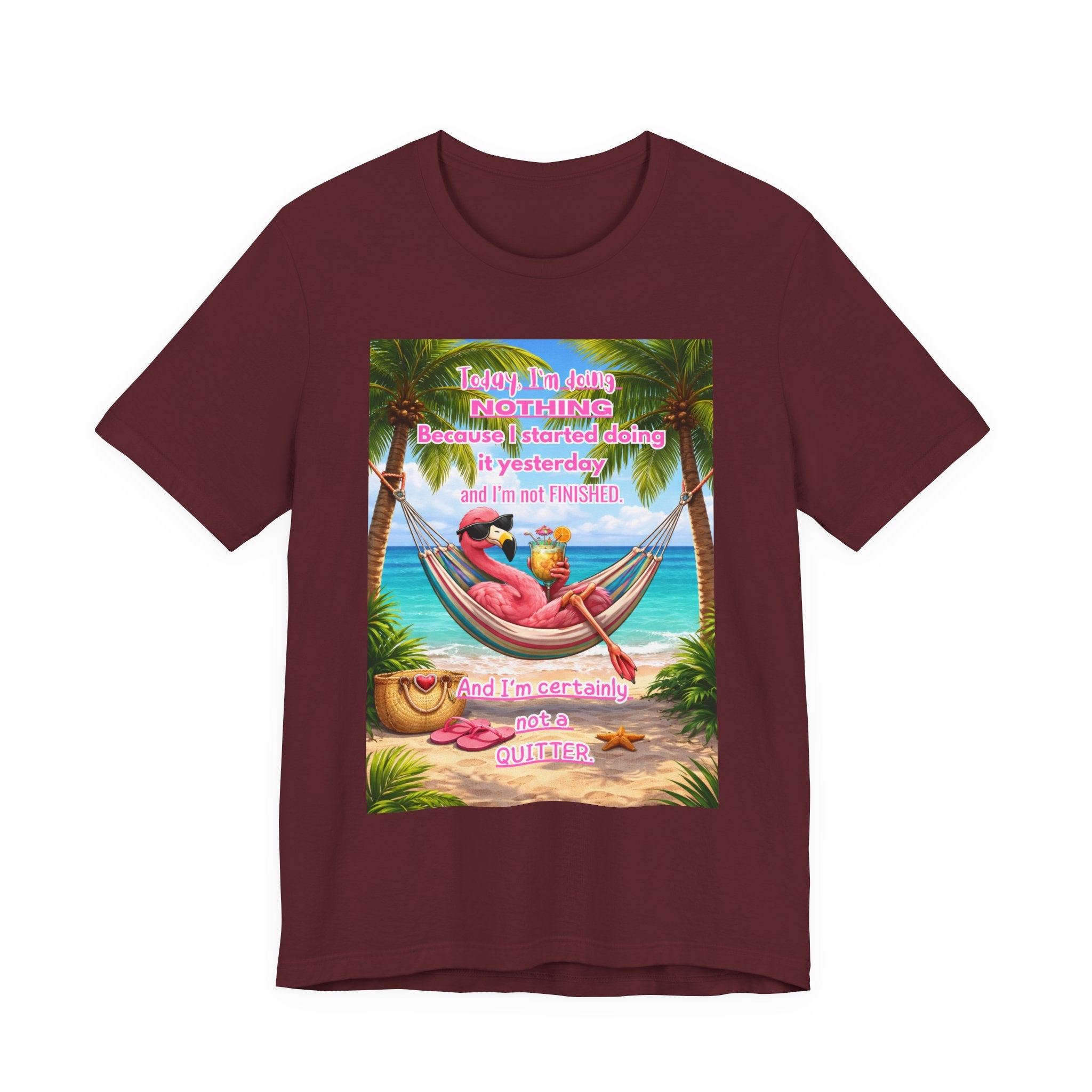 Relaxing Flamingo Hammock T-Shirt – Funny Lazy Day Unisex Tee