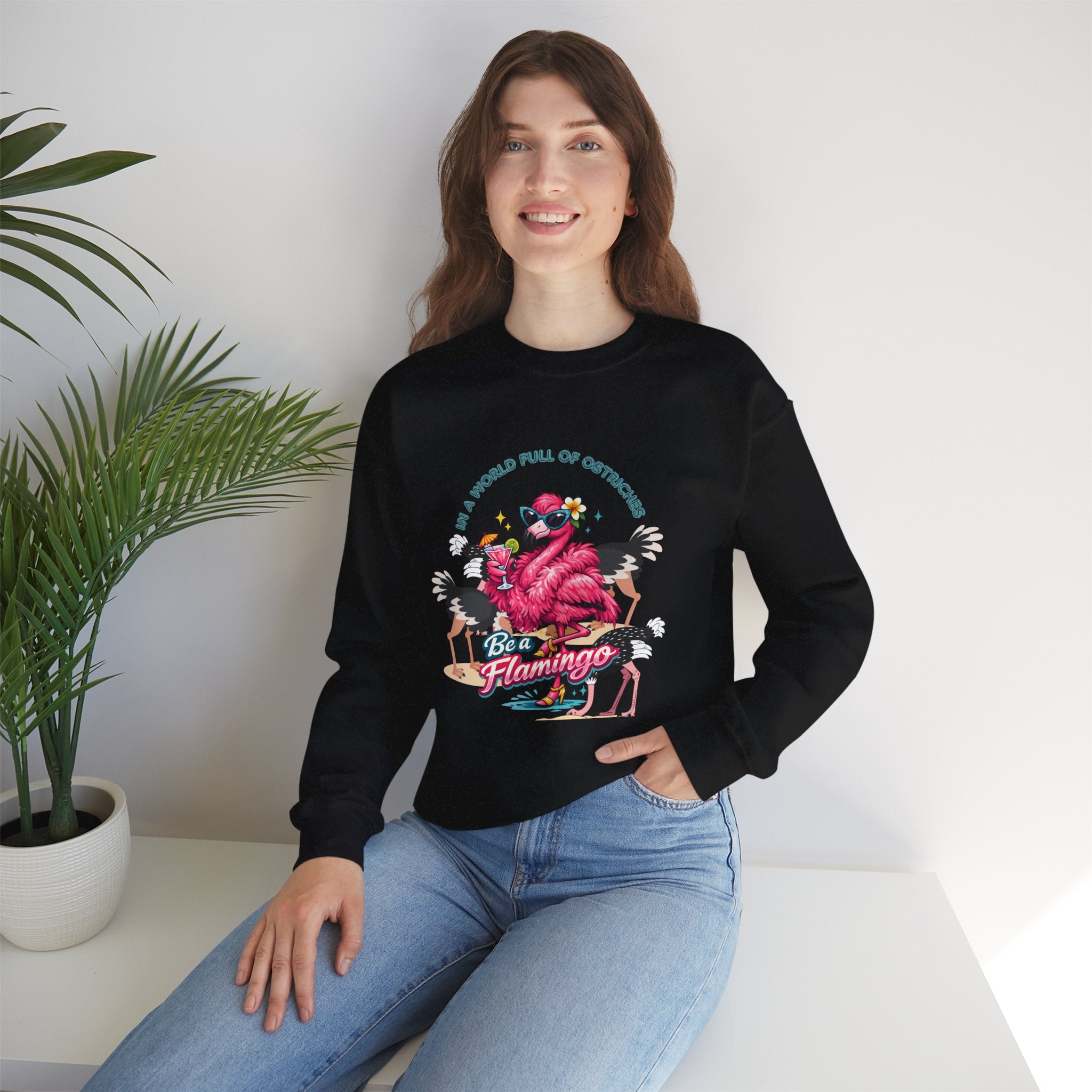 Be a Flamingo Crewneck Sweatshirt – Tropical Graphic Pullover