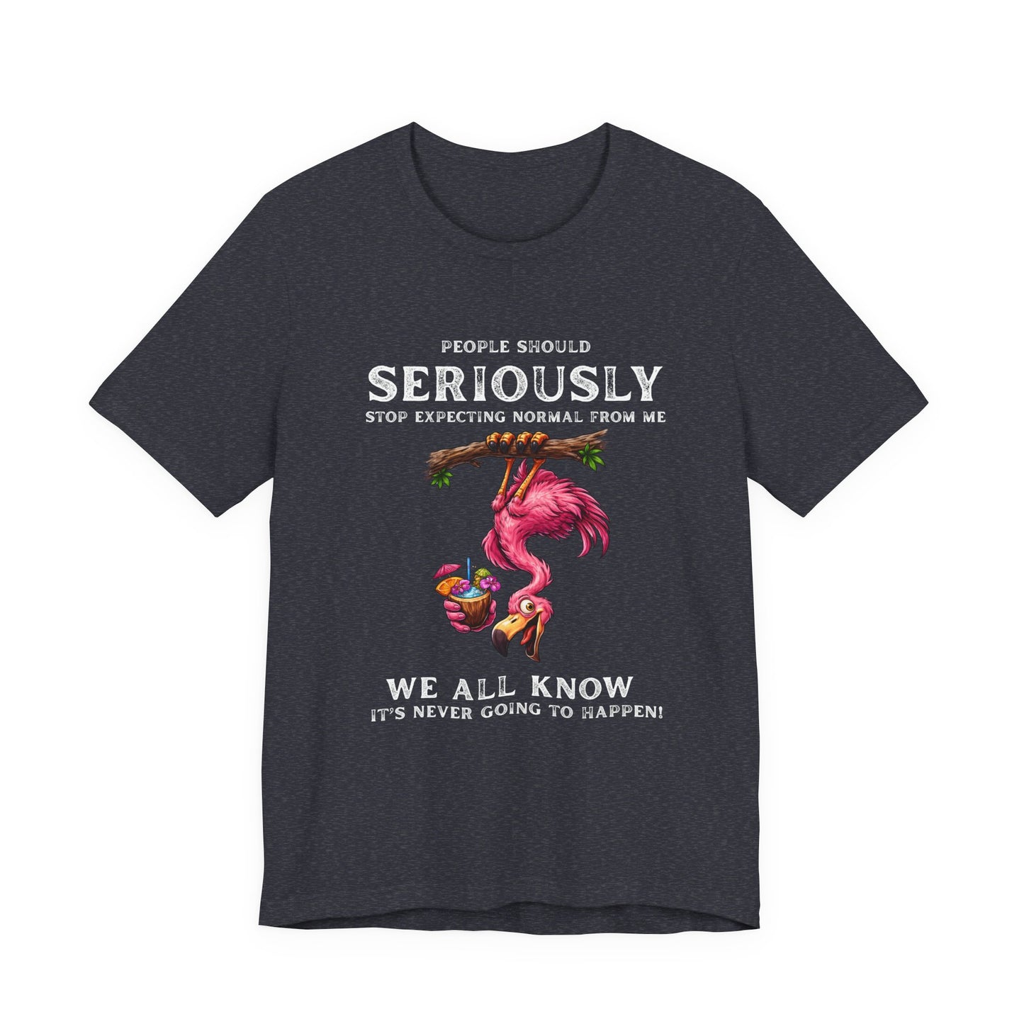 Flamingo Humor Unisex T-Shirt - Stop Expecting Normal Funny Graphic Shirt