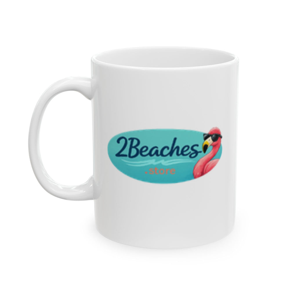 2Beaches Logo Coffee Mug – Ceramic Beach Themed Mug 11oz