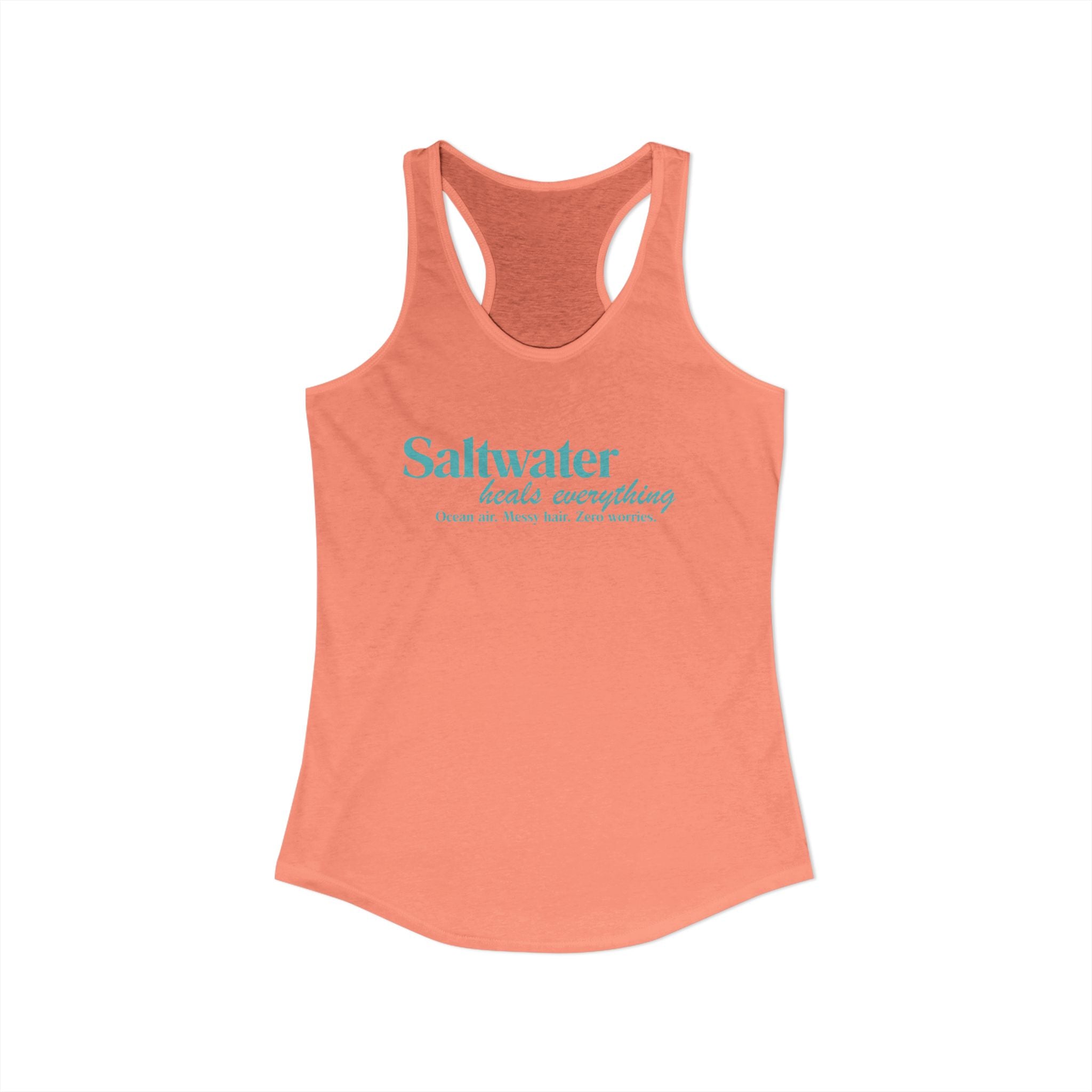 Saltwater Heals Everything Women's Racerback Tank - Beachy Coastal Graphic