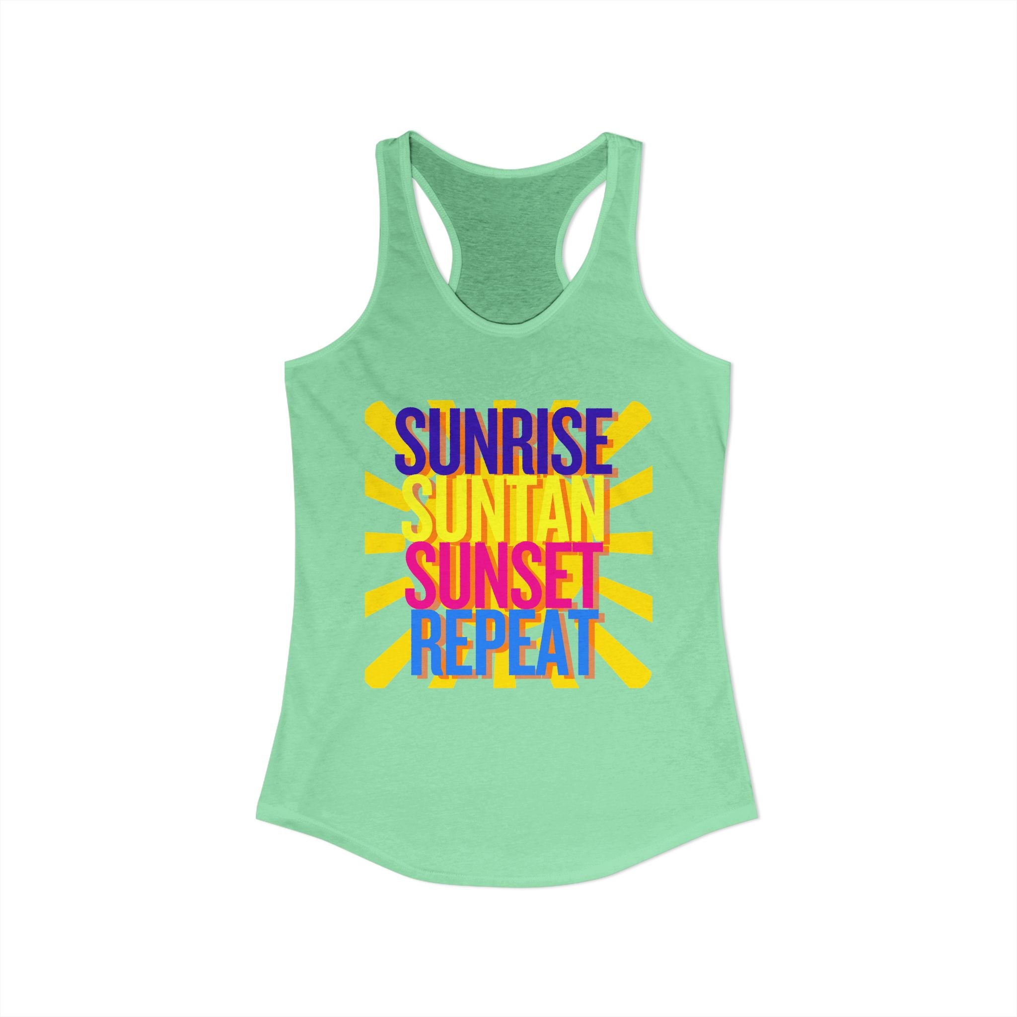 Sunrise Sunbake Sunset Repeat Women's Racerback Tank - Beach Vibes