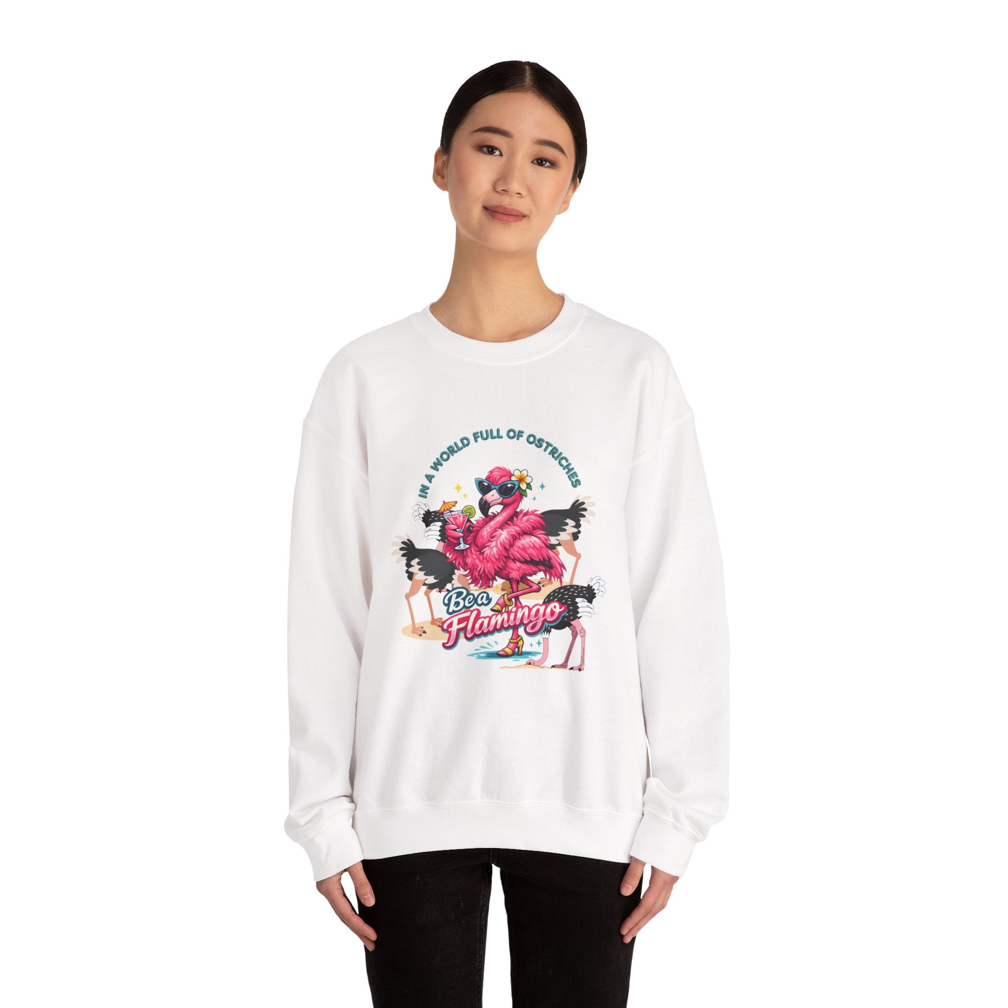 Be a Flamingo Crewneck Sweatshirt – Tropical Graphic Pullover
