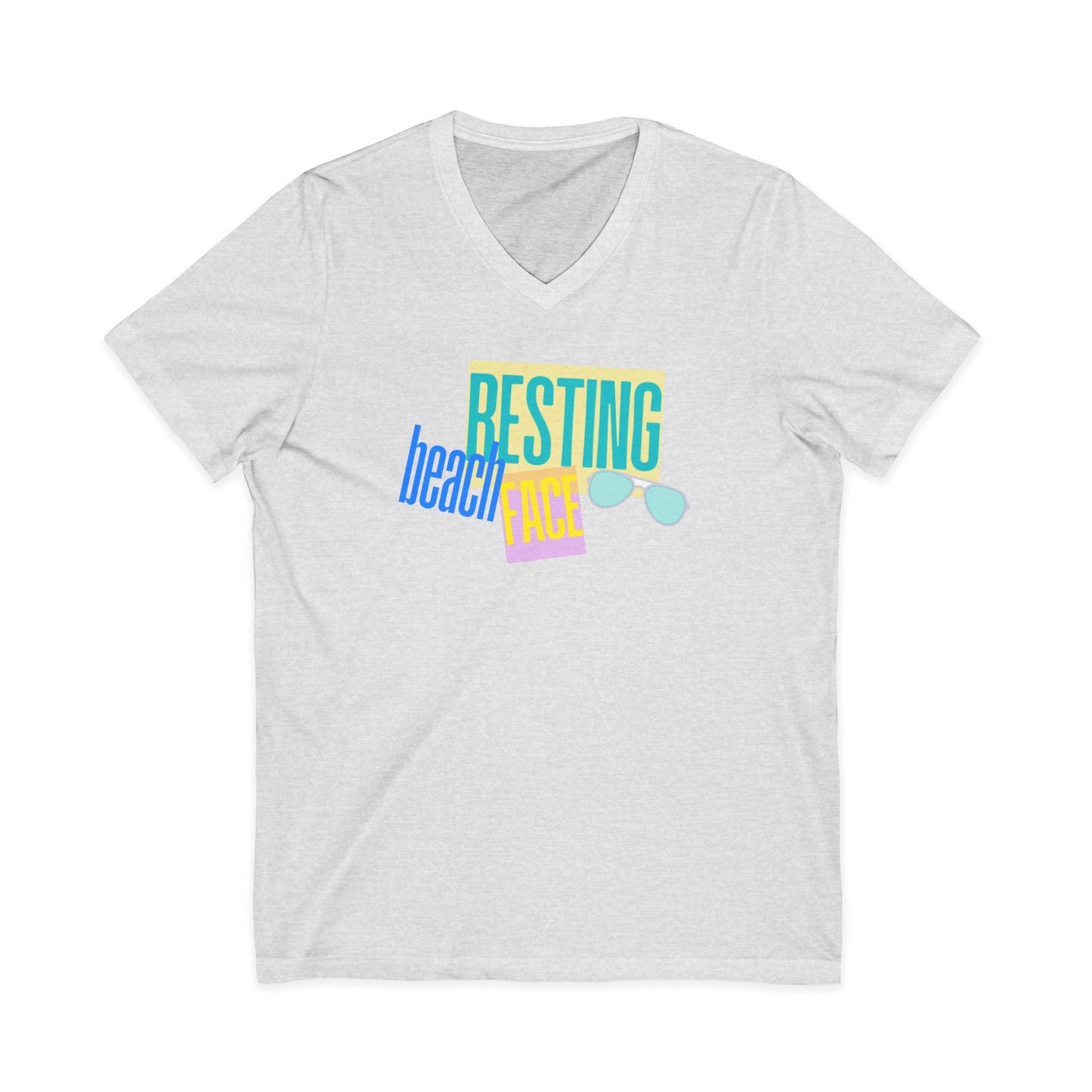 Resting Beach Face Women's V‑Neck T-Shirt — Summer Vacation Beach Shirt