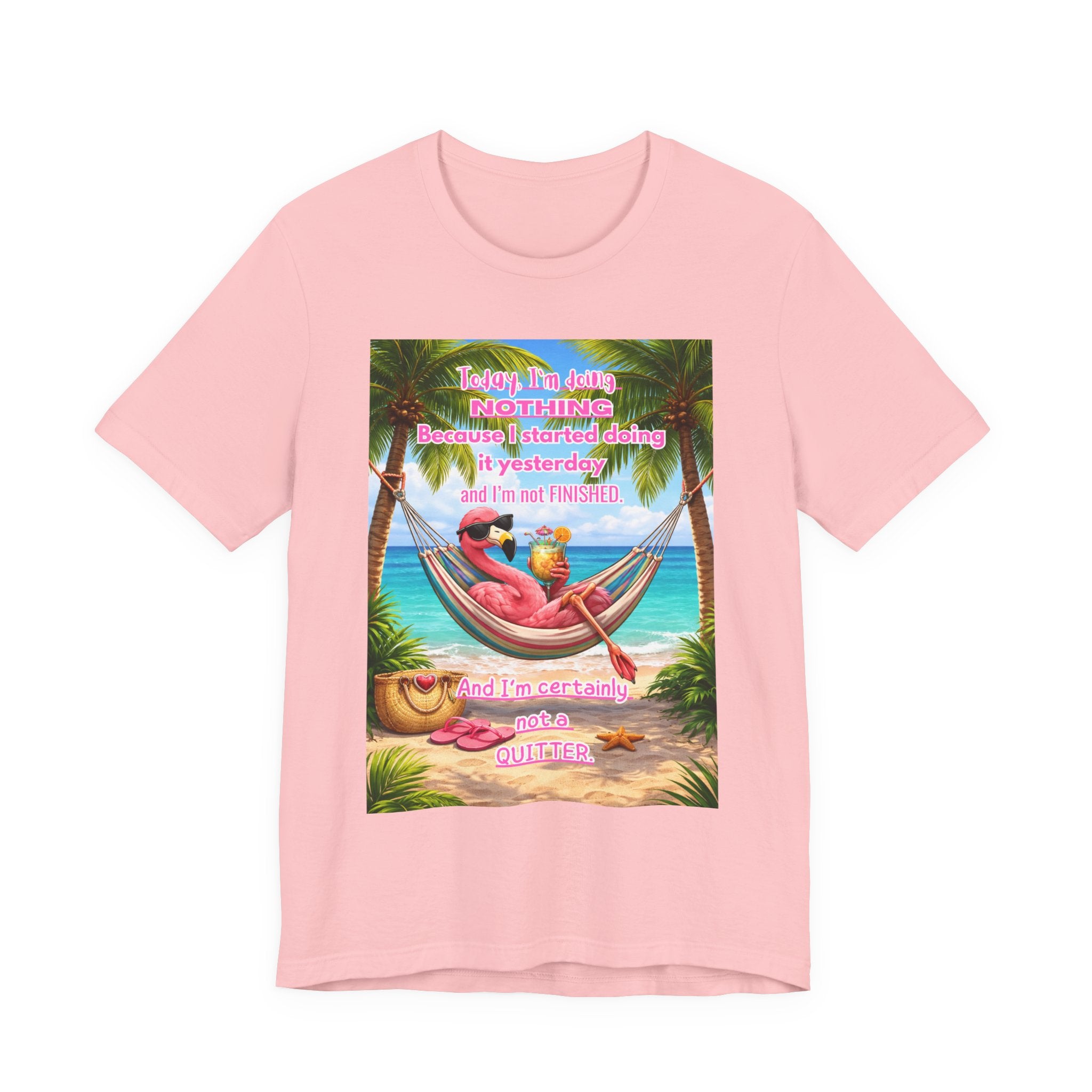 Relaxing Flamingo Hammock T-Shirt – Funny Lazy Day Unisex Tee