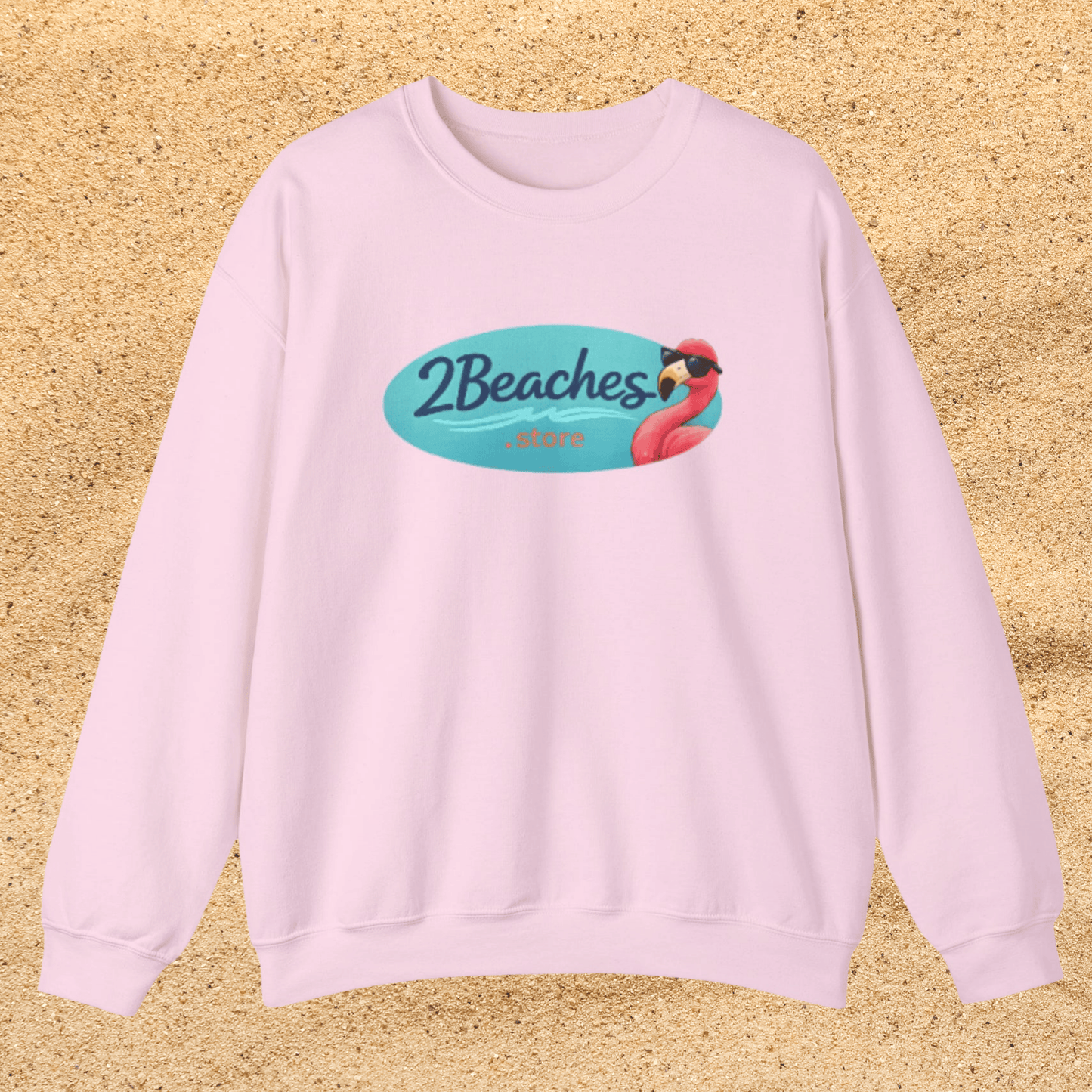 2Beaches Crewneck Sweatshirt — Casual Beach Logo Pullover Beach / Lake