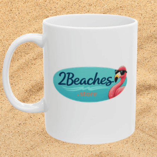 2Beaches Logo Coffee Mug – Ceramic Beach / Lake Themed Mug 11oz