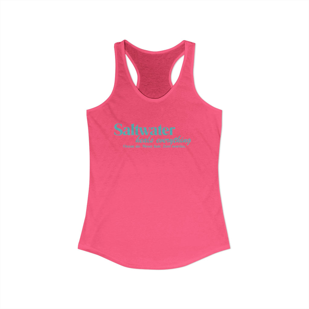 Saltwater Heals Everything Women's Racerback Tank - Beachy Coastal Graphic